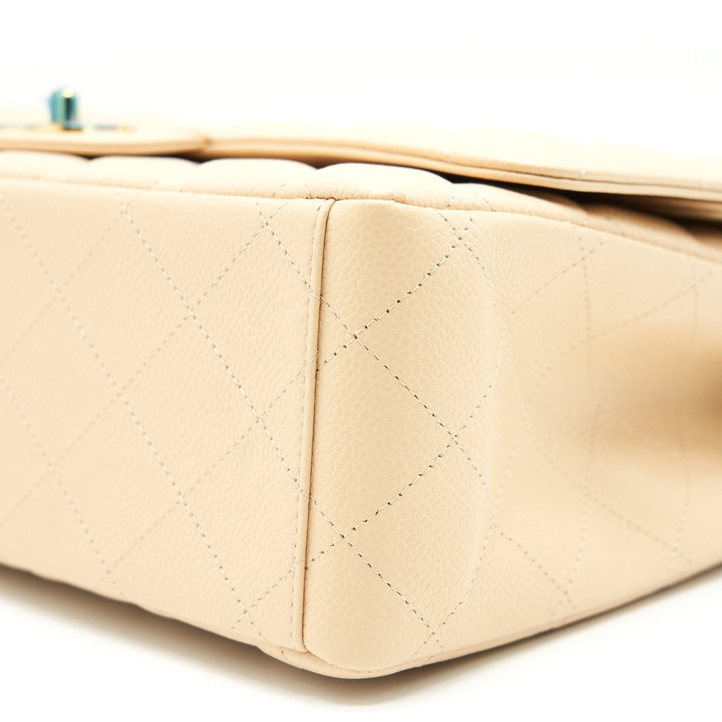 Chanel Maxi Classic Double Flap Bag Caviar beige