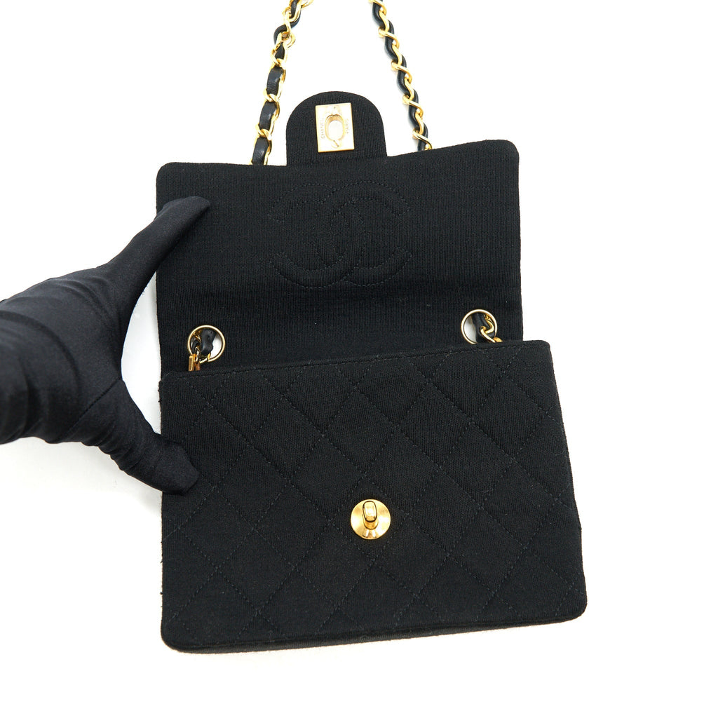 Chanel Vintage Fabric Mini Square Flap Bag Black
