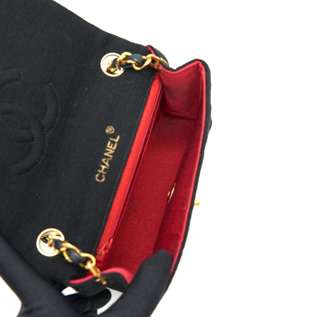 Chanel Vintage Fabric Mini Square Flap Bag Black