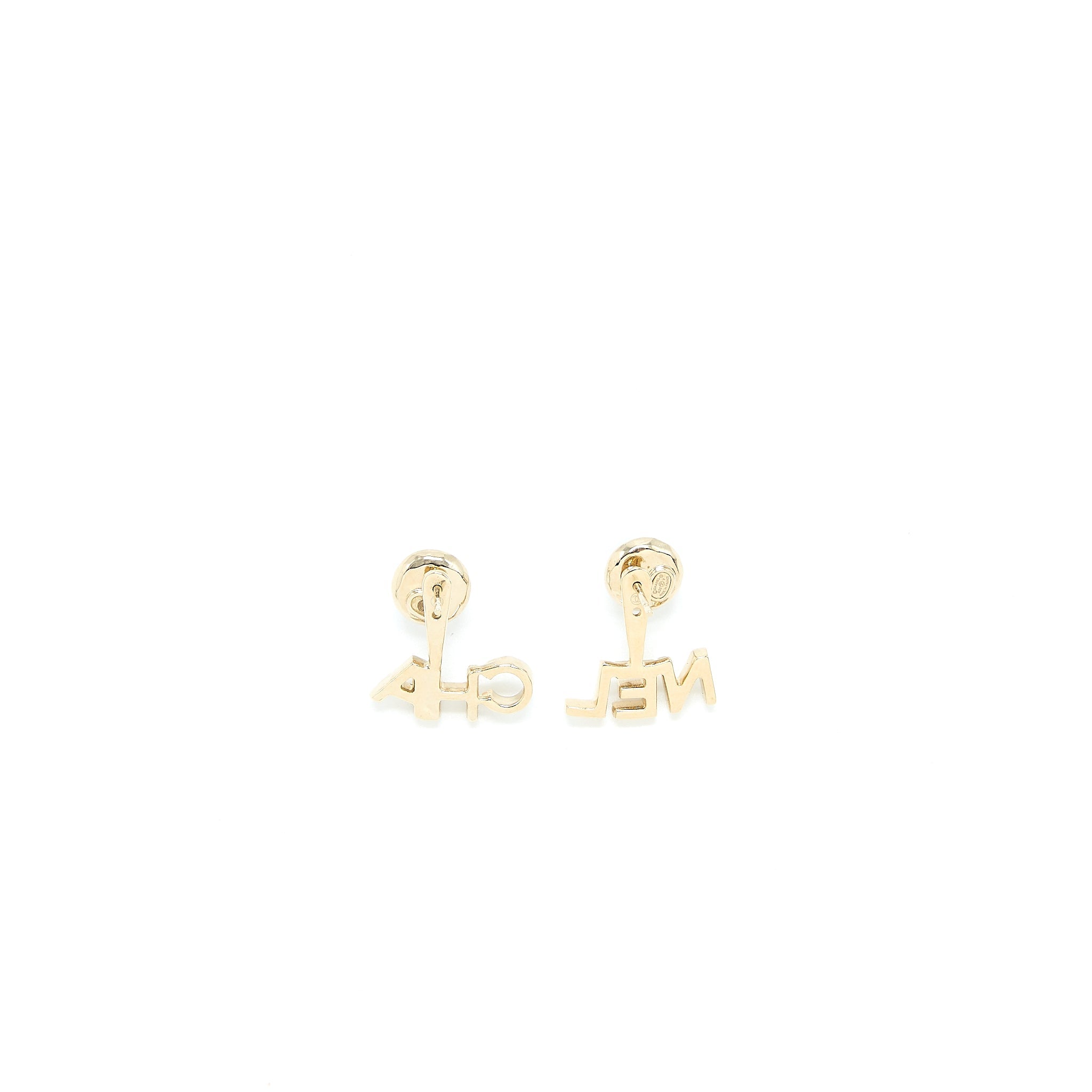Chanel Letter CC/Logo Earrings Crystal Light Gold Tone