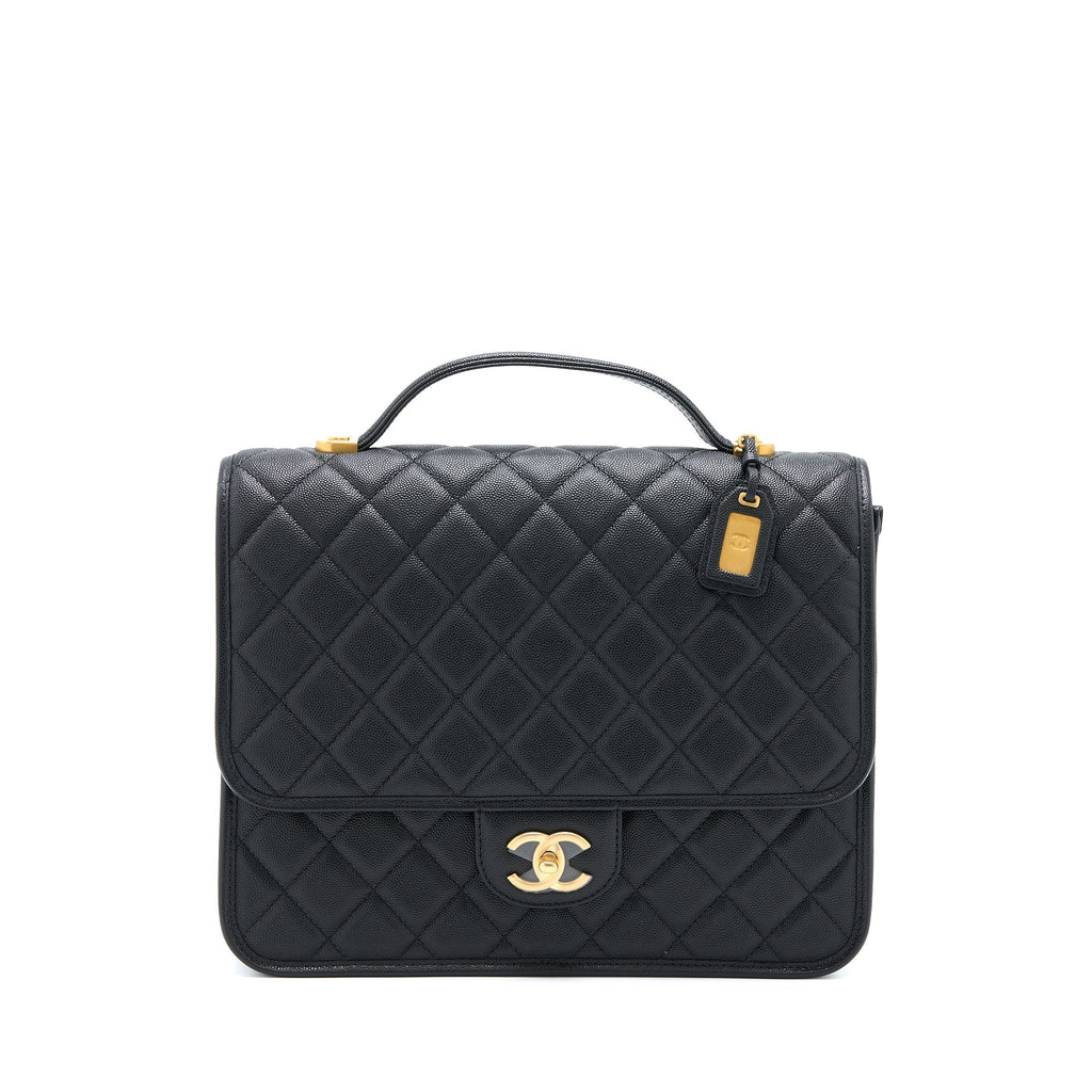 Chanel 22K Large Backpack Caviar Black Brushed  (Microchip)
