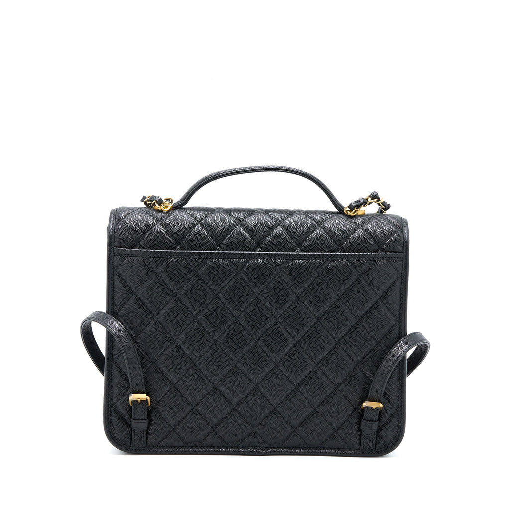 Chanel 22K Large Backpack Caviar Black Brushed  (Microchip)