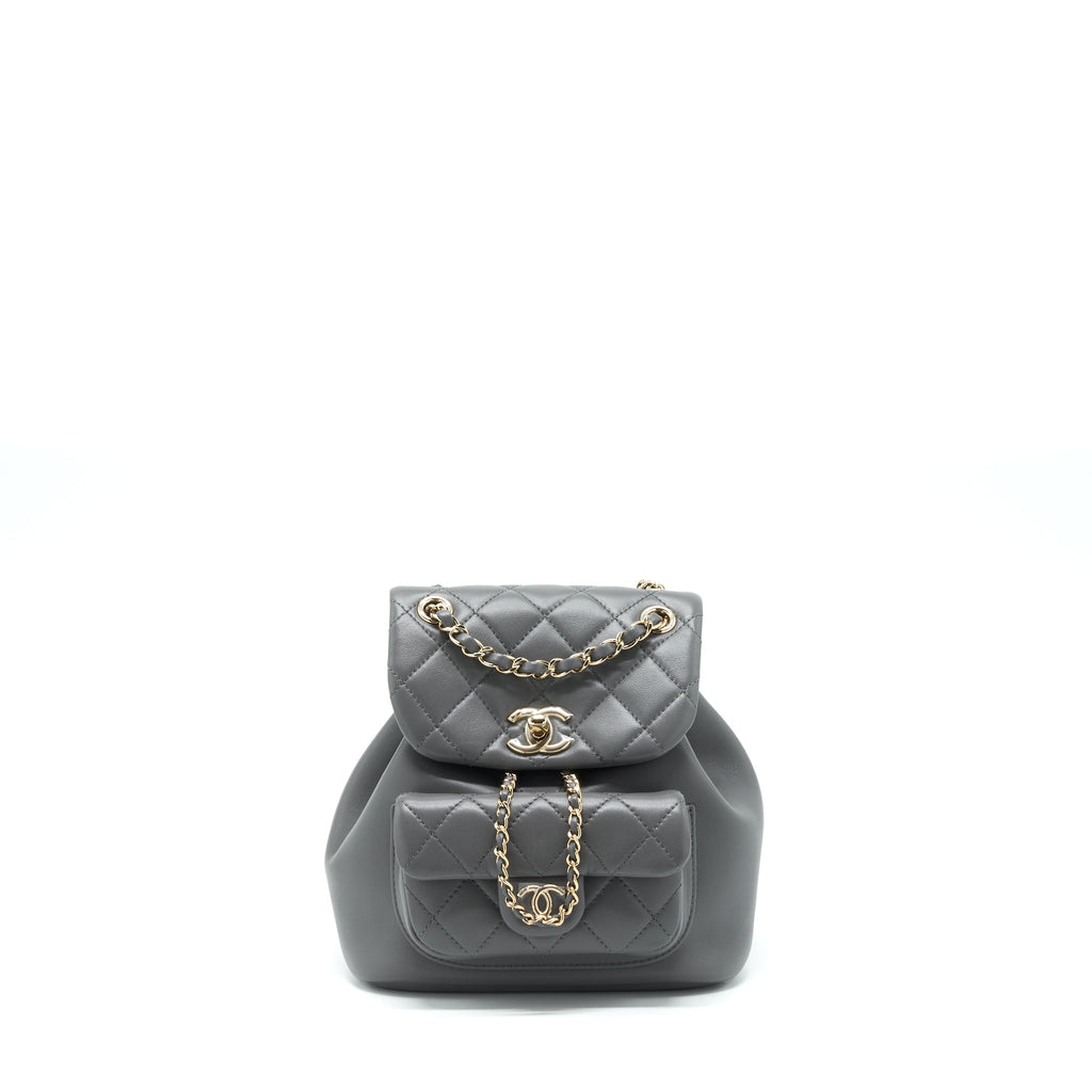 Chanel Mini Duma Backpack Lambskin Grey L (Microchip)
