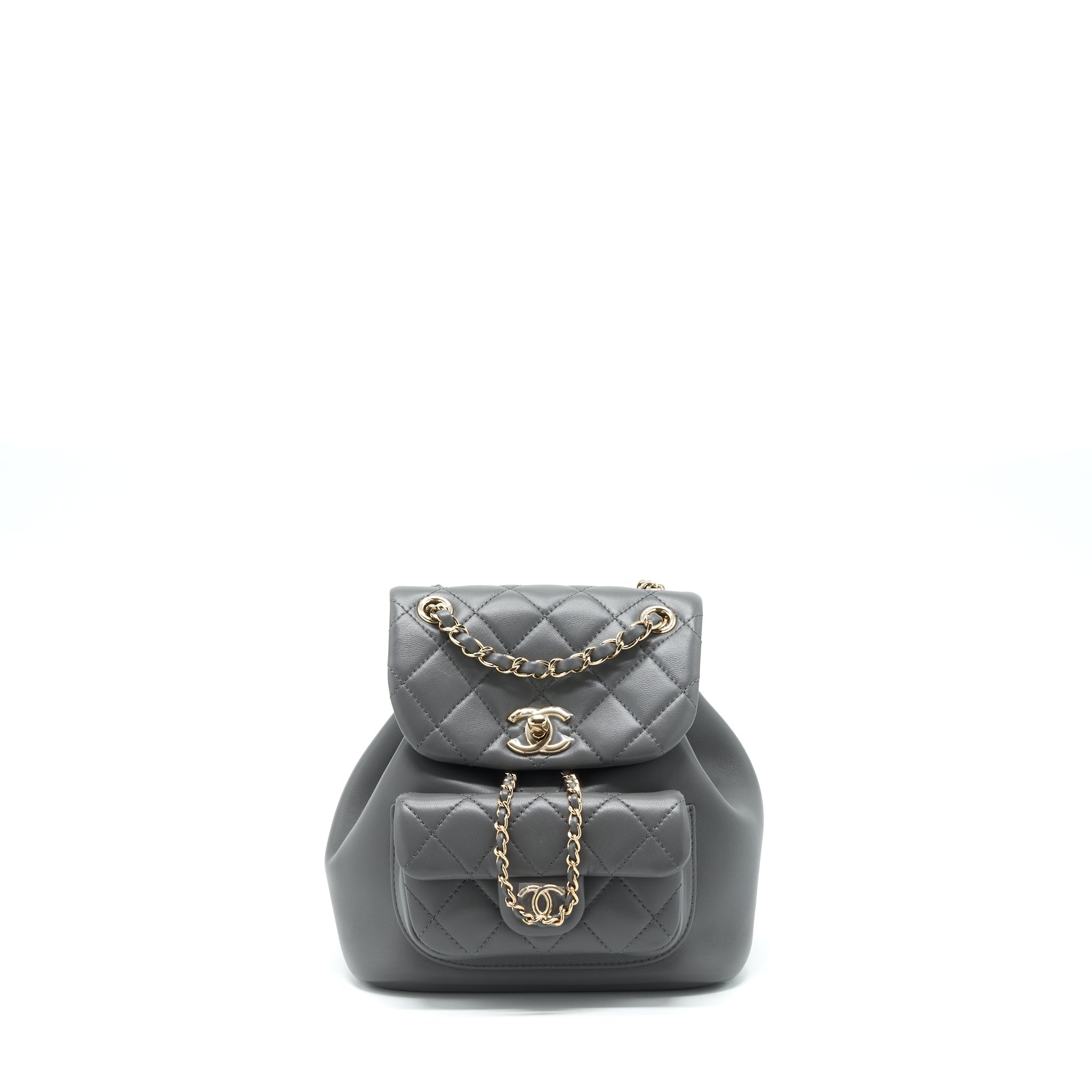 Chanel Mini Duma Backpack Lambskin Grey L (Microchip)
