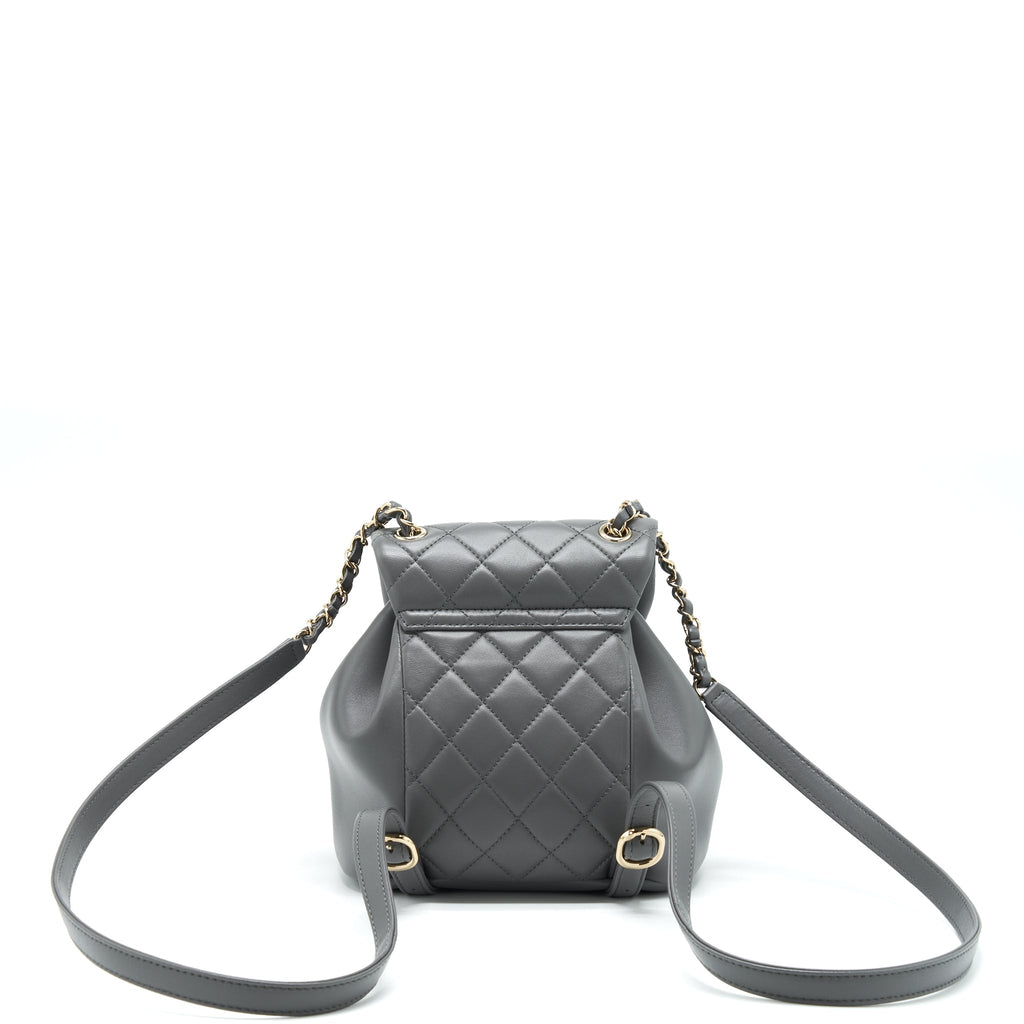 Chanel Mini Duma Backpack Lambskin Grey L (Microchip)