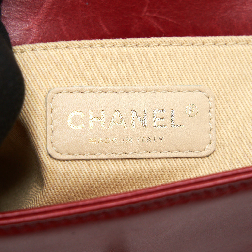 CHANEL GLAZED CALFSKIN SMALL LE BOY BAG IN RED