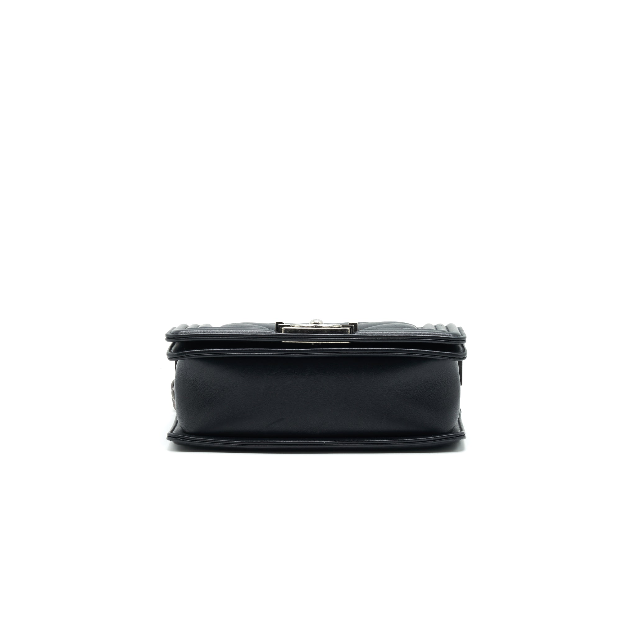 Chanel Small Chevron Leboy Bag Calfskin Black With