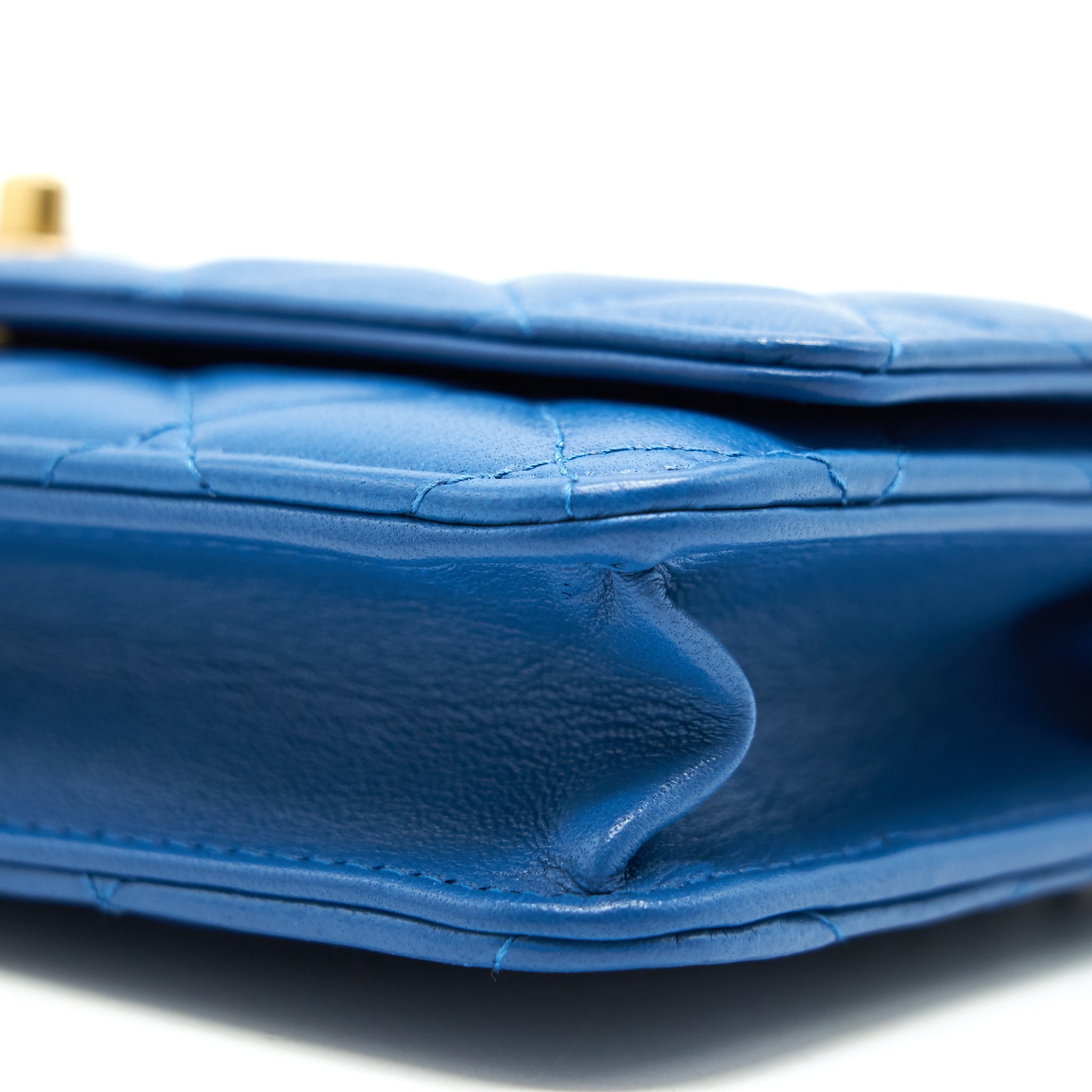 Chanel Lambskin Quilted CC Pearl Crush Wallet On Chain Blue with