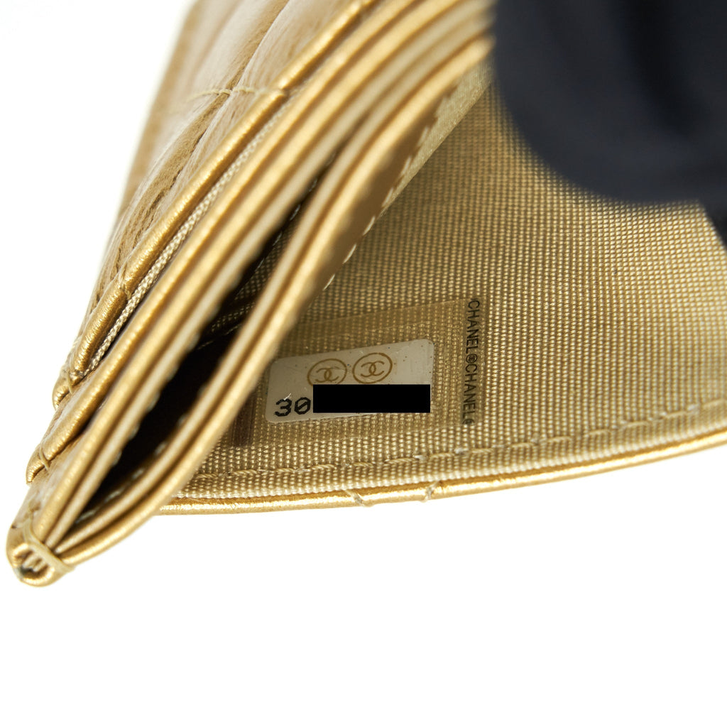 Chanel CC Logo  Holder Gold Lambskin