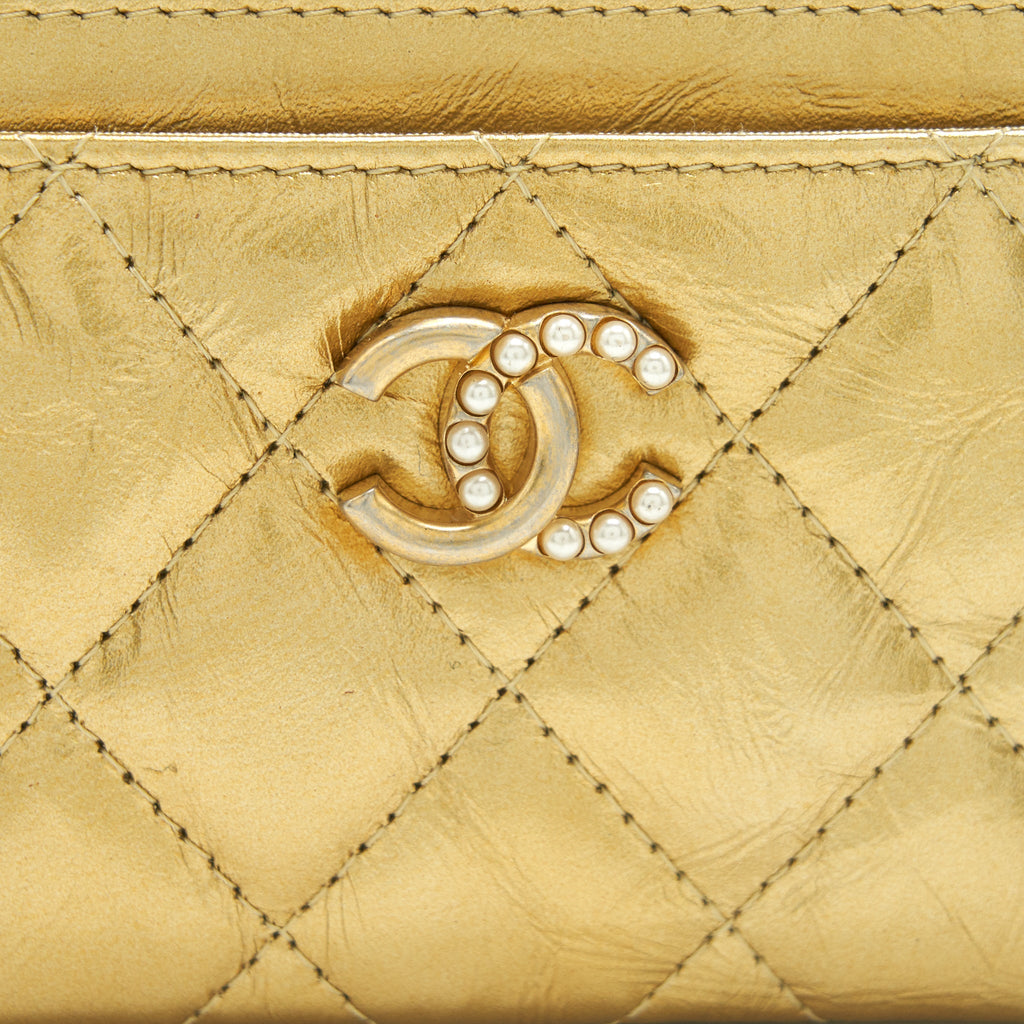 Chanel CC Logo  Holder Gold Lambskin