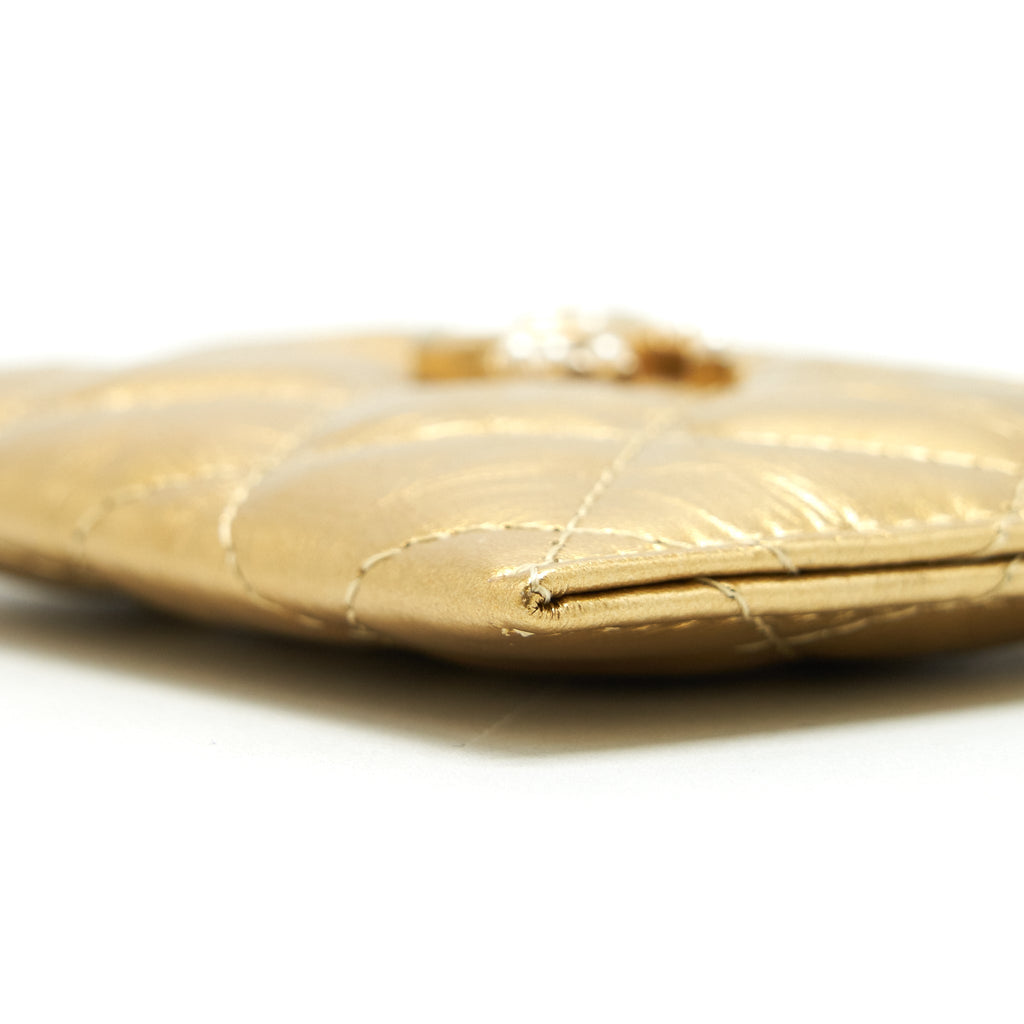 Chanel CC Logo  Holder Gold Lambskin