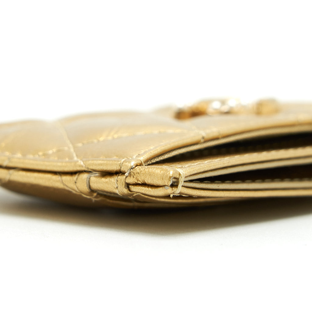 Chanel CC Logo  Holder Gold Lambskin