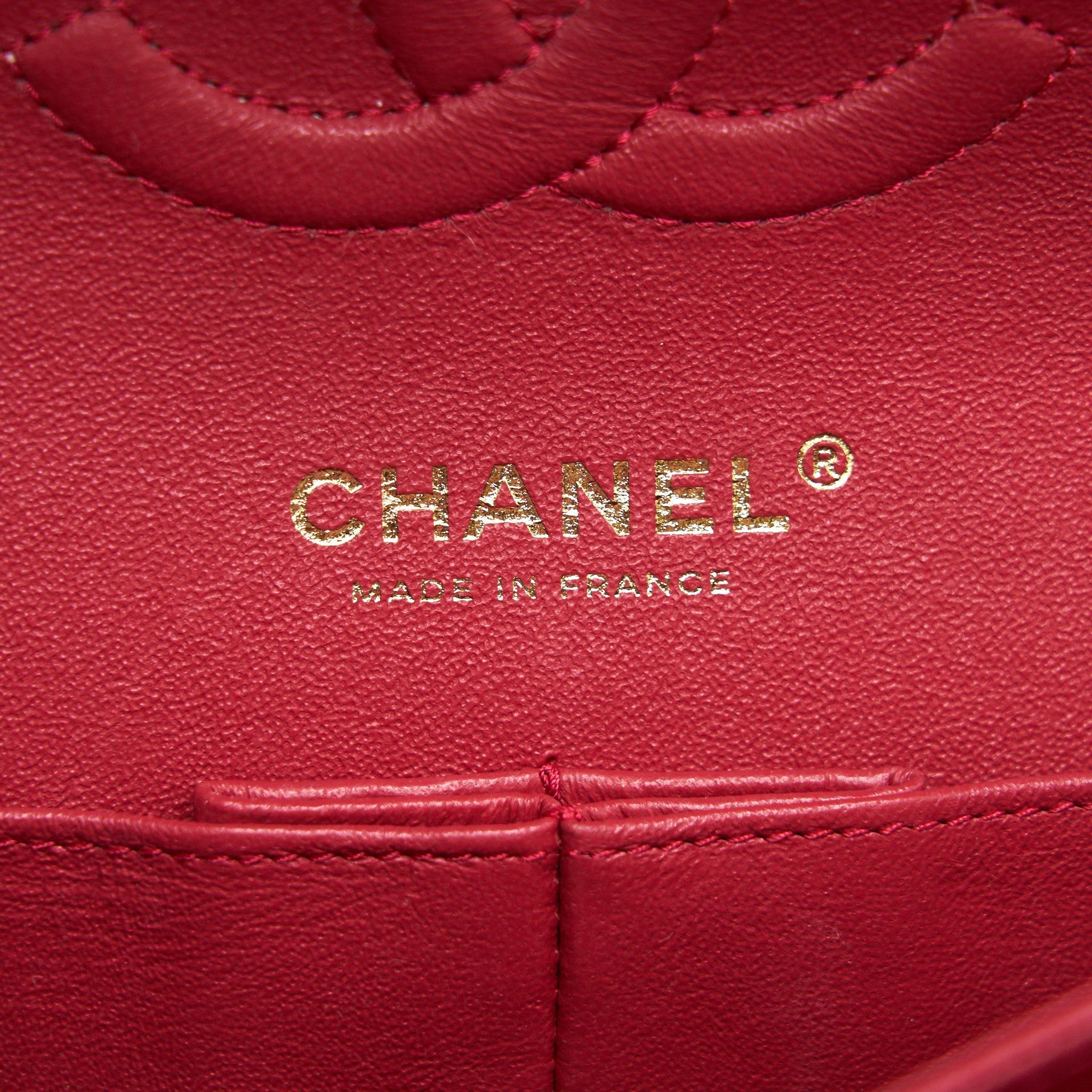 Chanel Medium Classic Double Flap caviar Raspberry Red with L