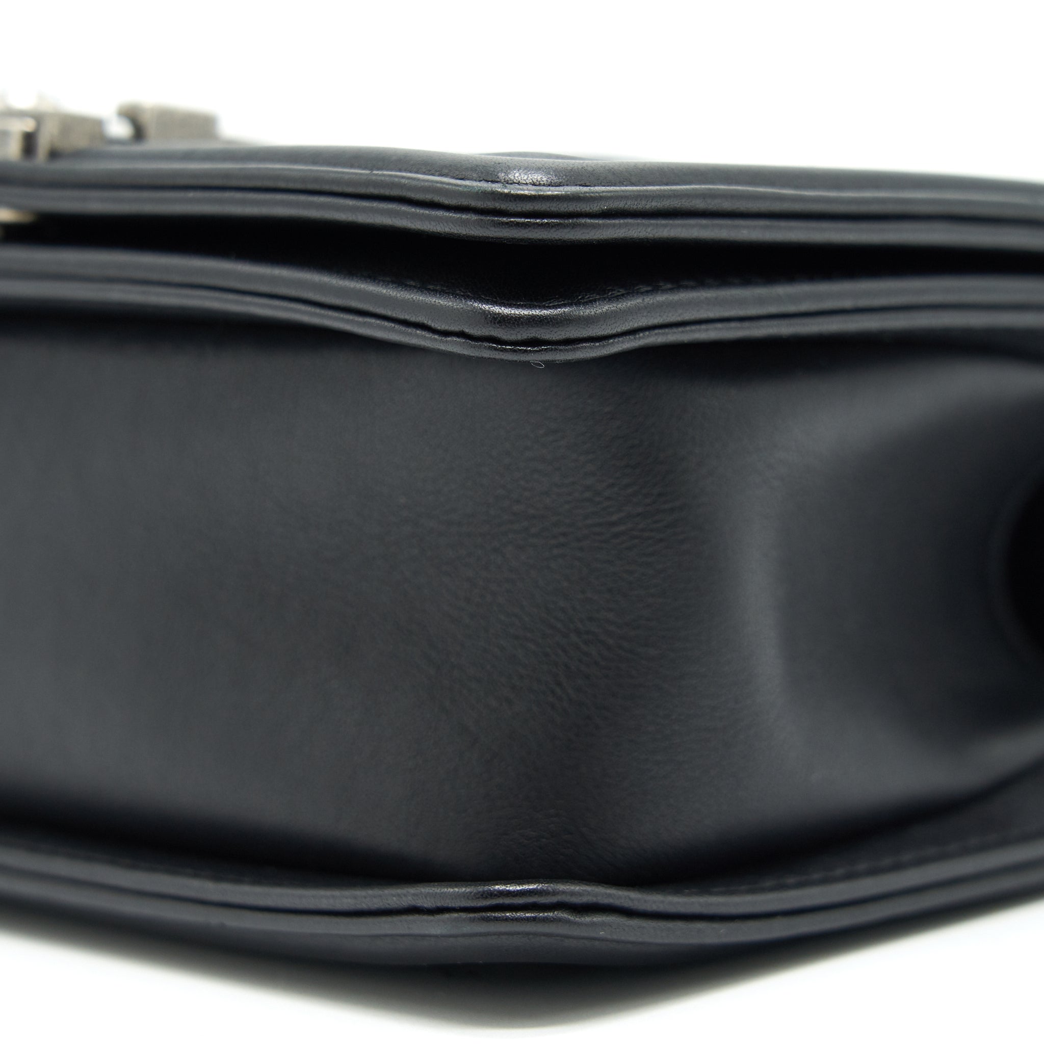 Chanel Small Chevron Leboy Bag Calfskin Black With