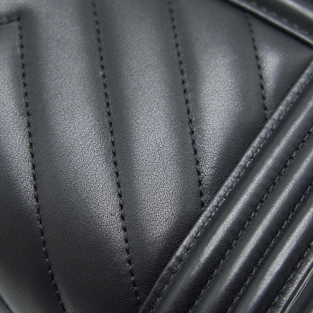 Chanel Small Chevron Leboy Bag Calfskin Black With