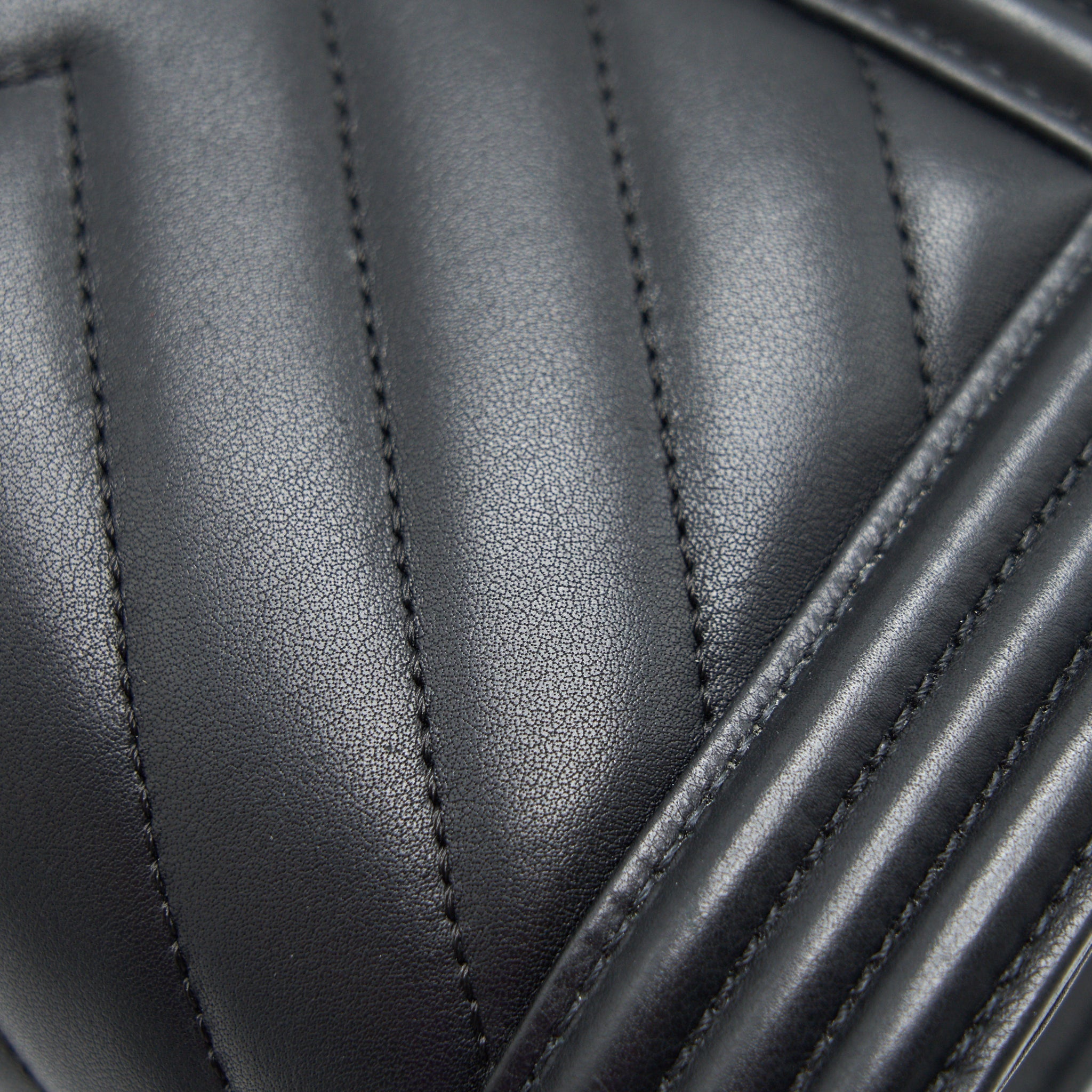 Chanel Small Chevron Leboy Bag Calfskin Black With