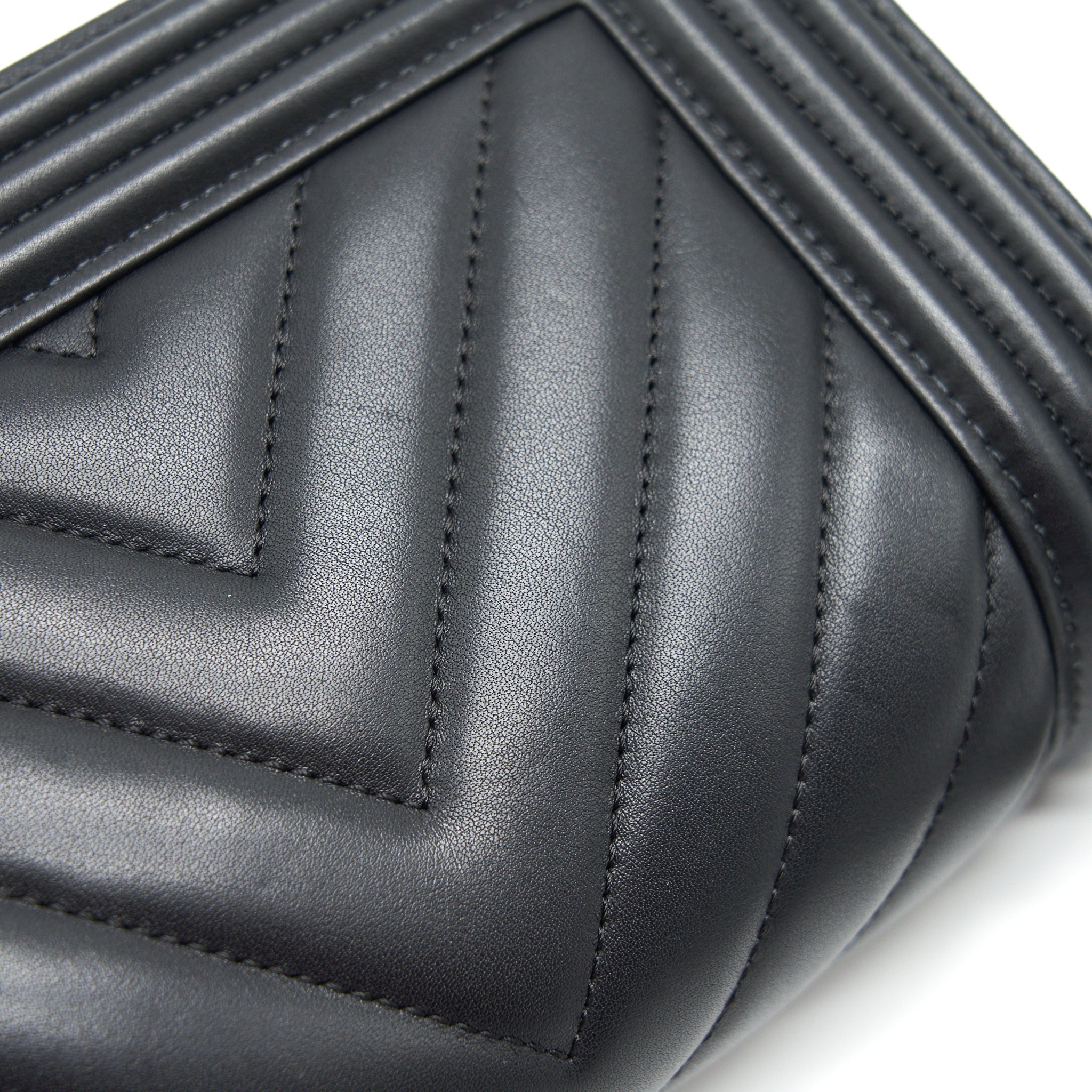 Chanel Small Chevron Leboy Bag Calfskin Black With
