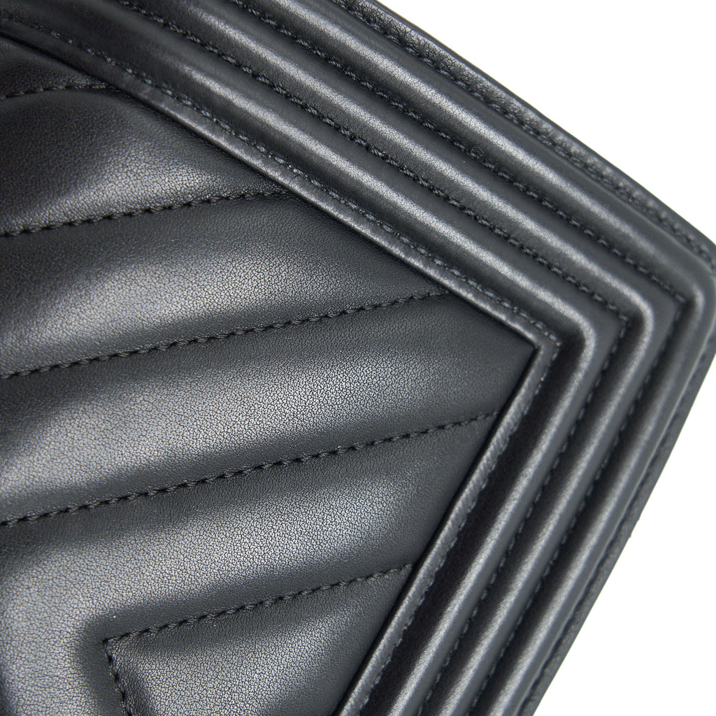 Chanel Small Chevron Leboy Bag Calfskin Black With