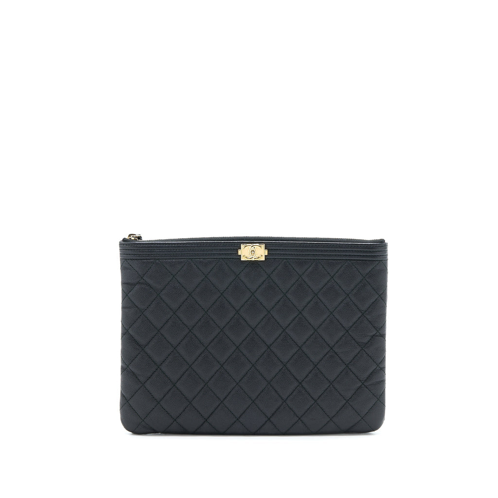 Chanel Boy Clutch Caviar Black