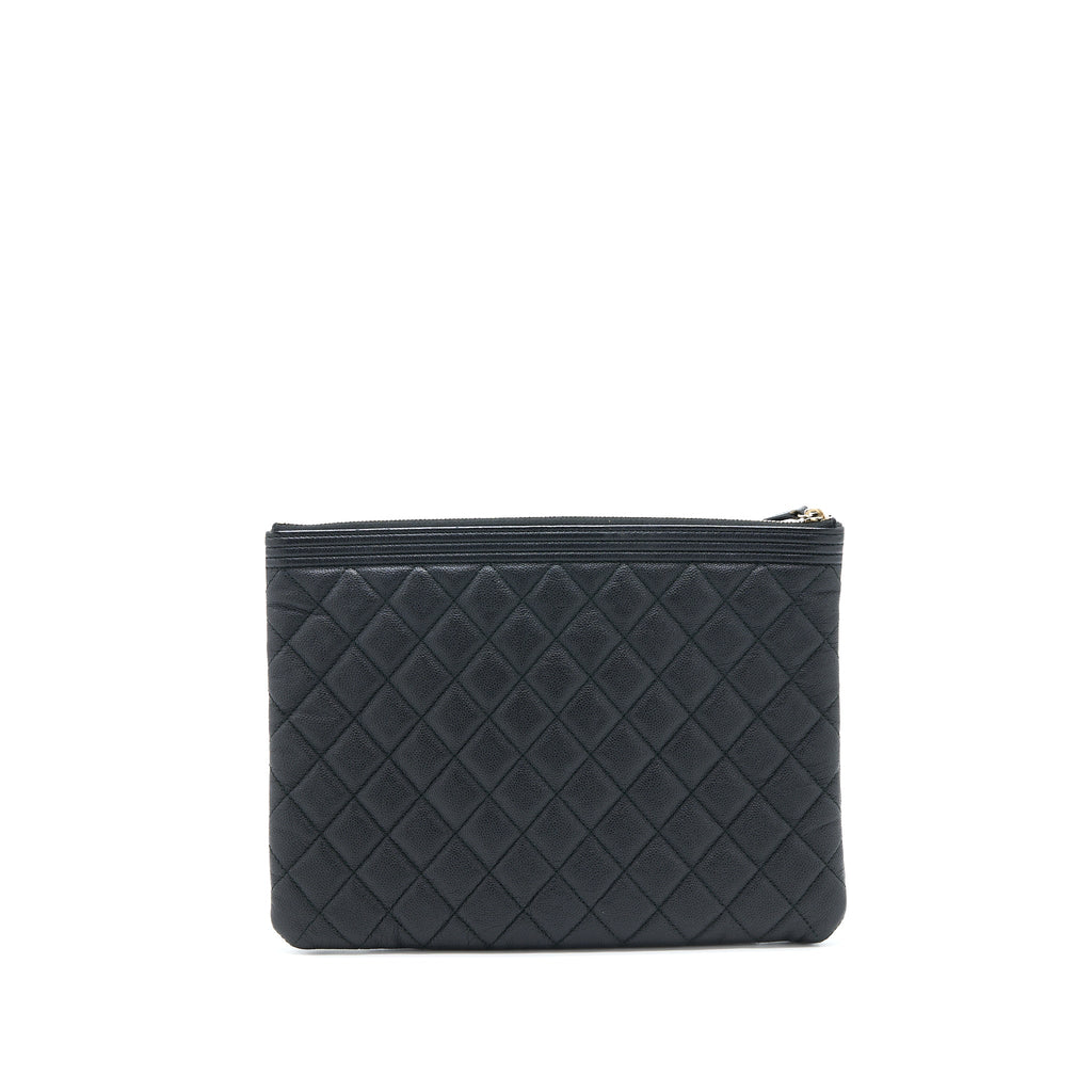 Chanel Boy Clutch Caviar Black