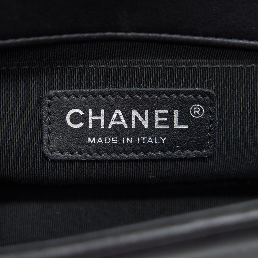 Chanel Small Chevron Leboy Bag Calfskin Black With