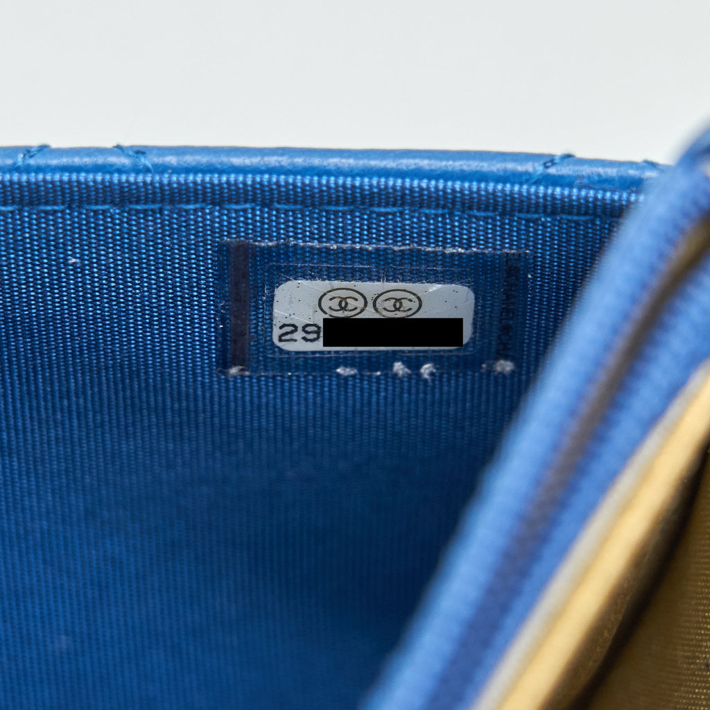 Chanel Lambskin Quilted CC Pearl Crush Wallet On Chain Blue with