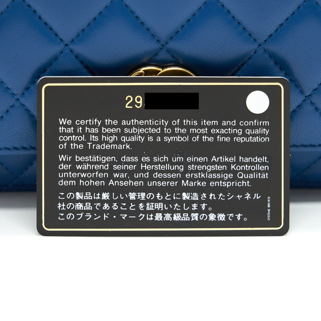Chanel Lambskin Quilted CC Pearl Crush Wallet On Chain Blue with