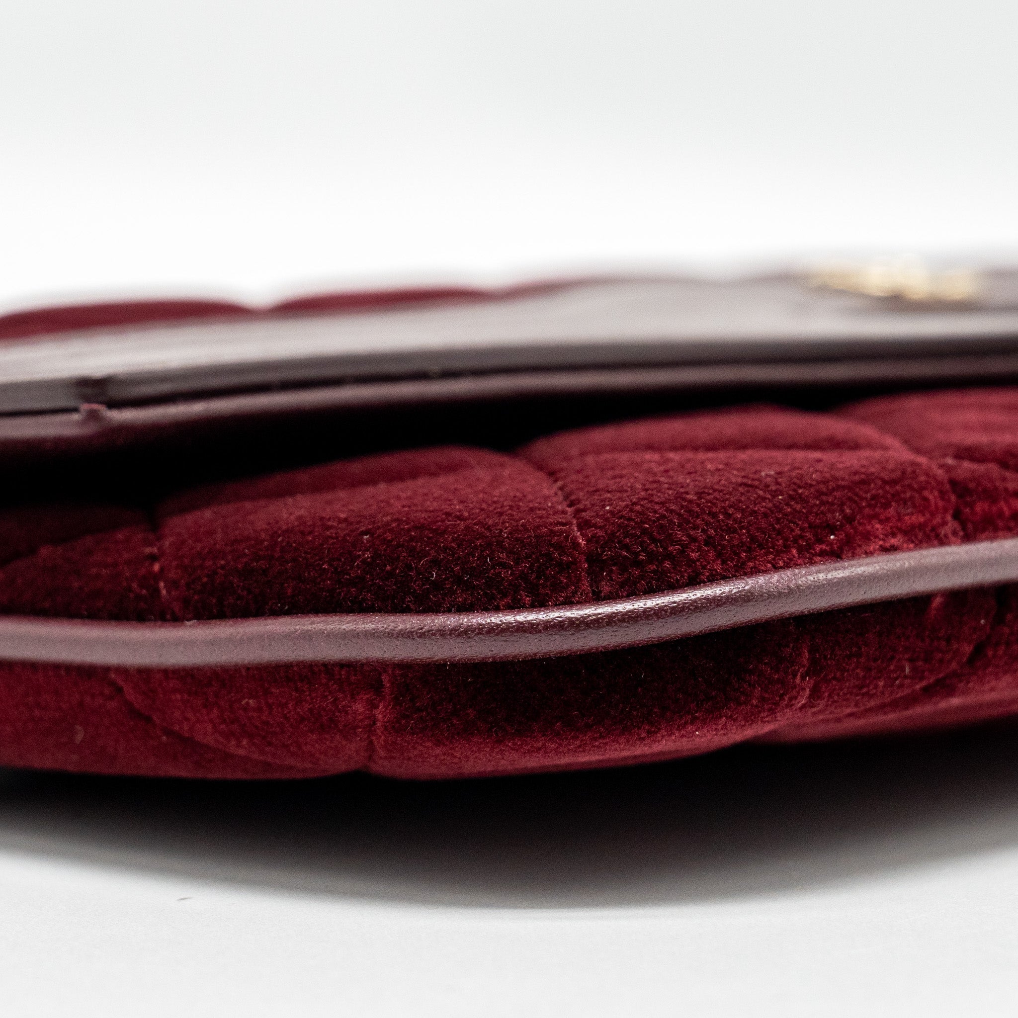 Chanel Folding Clutch Bag Velvet/Lambskin Burgundy L