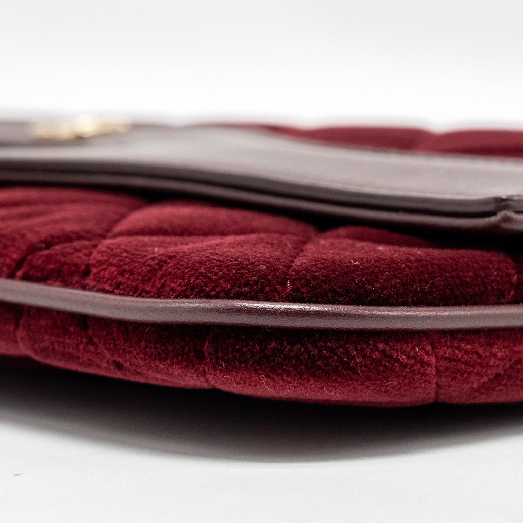 Chanel Folding Clutch Bag Velvet/Lambskin Burgundy L