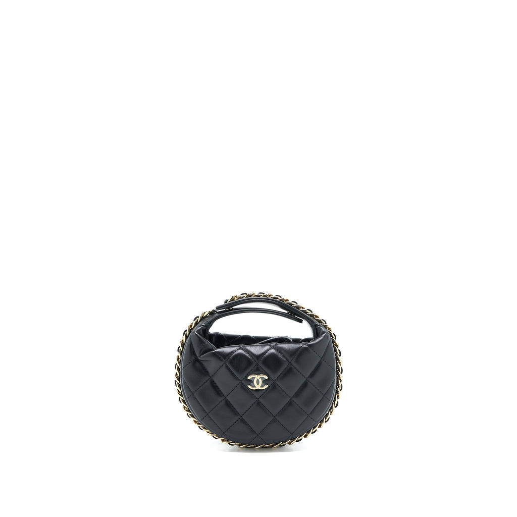 Chanel 23C Round Clutch Lambskin Black L (Microchip)