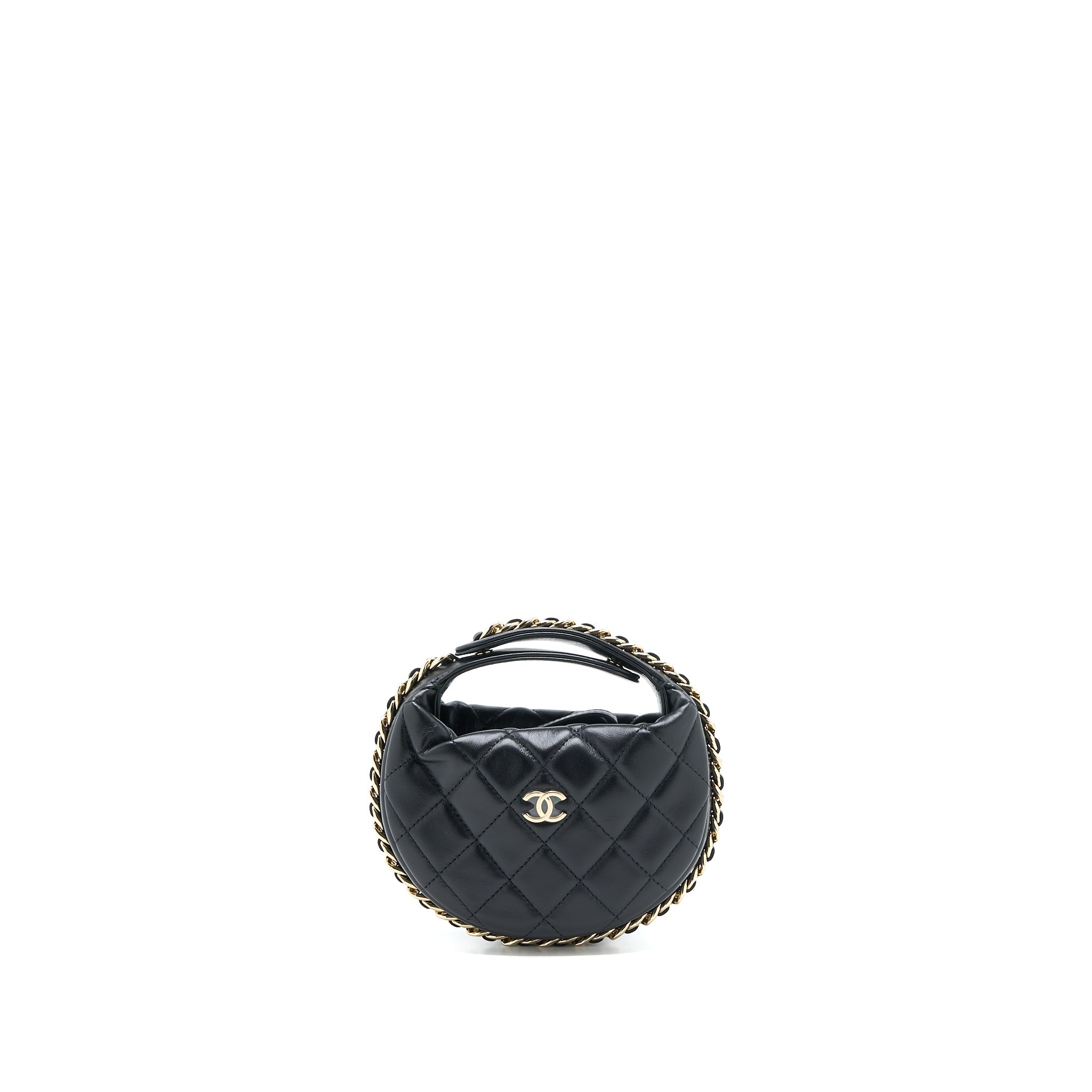 Chanel 23C Round Clutch Lambskin Black L (Microchip)