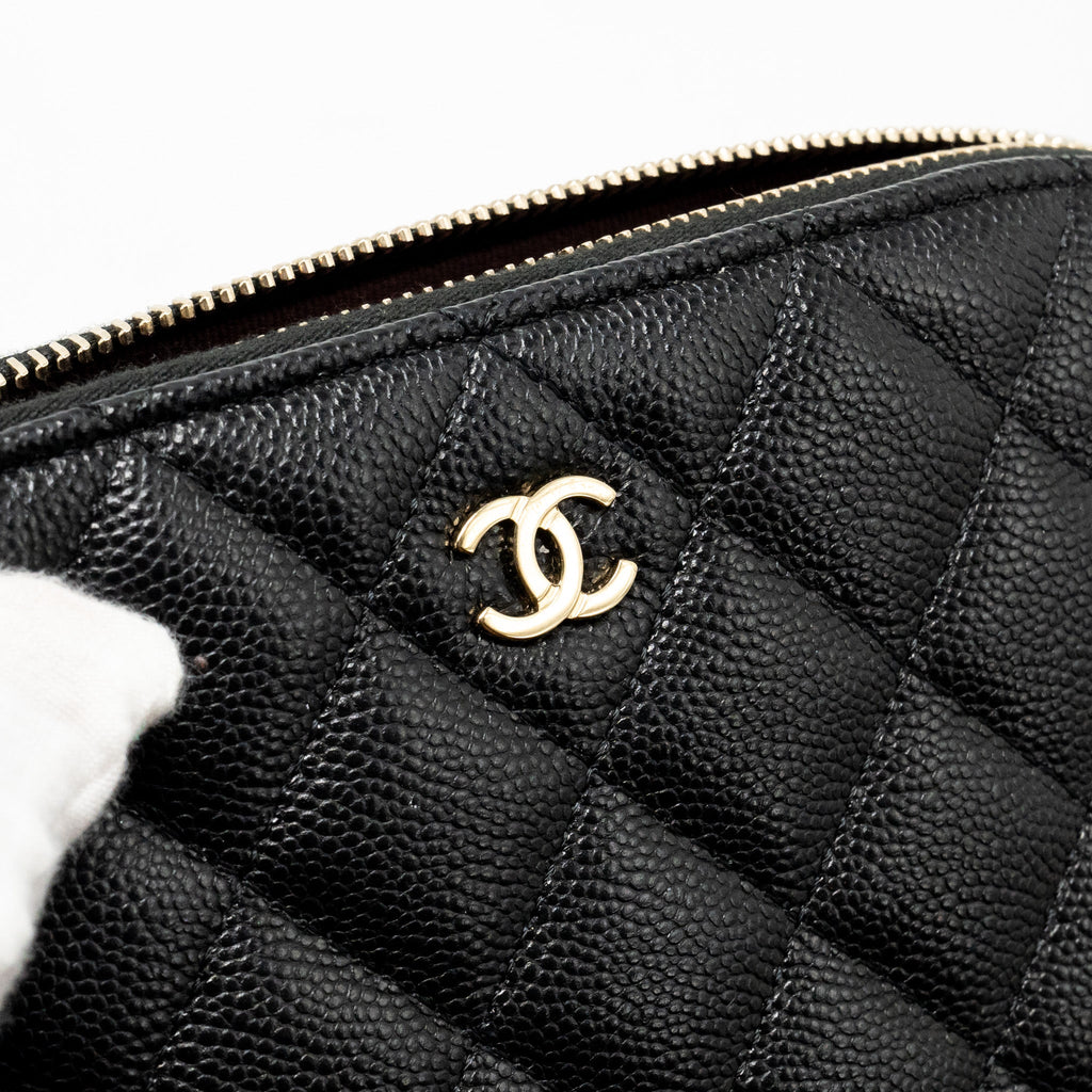 Chanel Classic CC Clutch with Chain Caviar Black L (Microchip)