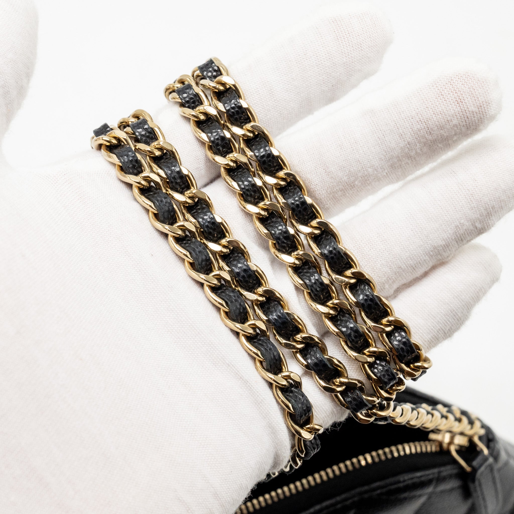 Chanel Classic CC Clutch with Chain Caviar Black L (Microchip)
