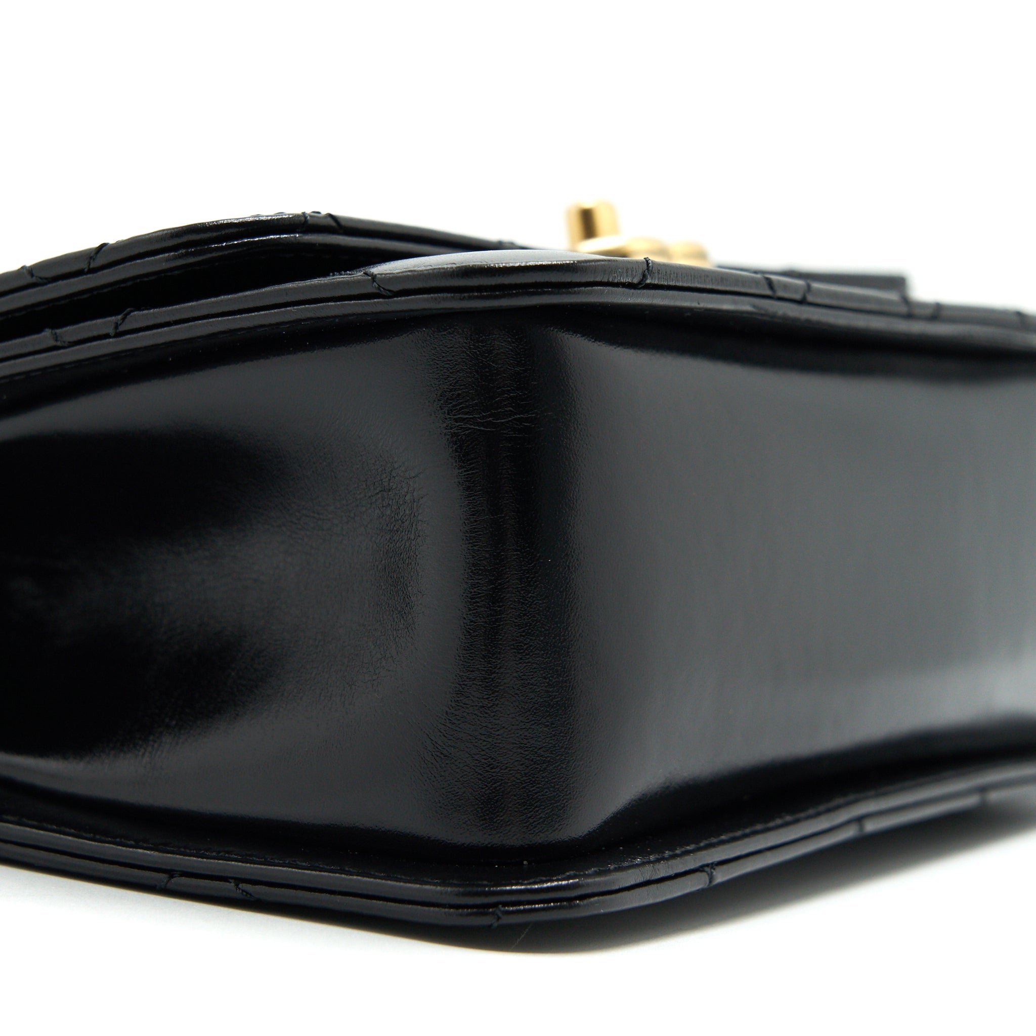 Chanel 21A Gold Crush Mini Flap Bag Calfskin Black