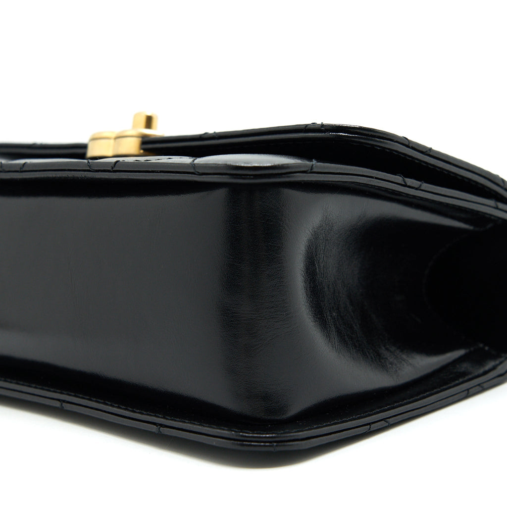 Chanel 21A Gold Crush Mini Flap Bag Calfskin Black