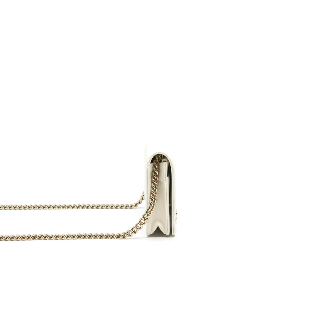 Chanel Chevron Caviar Wallet on Chain Ivory L