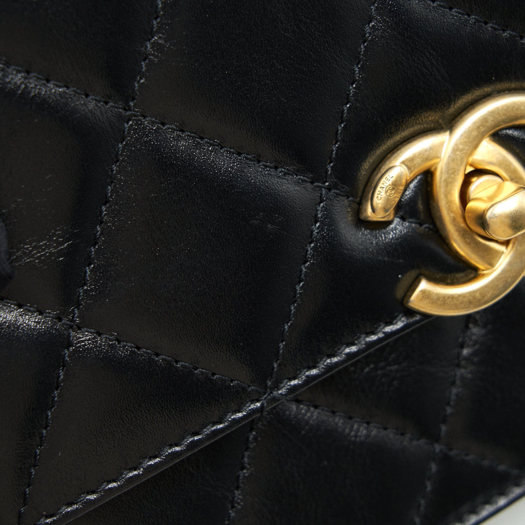 Chanel 21A Gold Crush Mini Flap Bag Calfskin Black