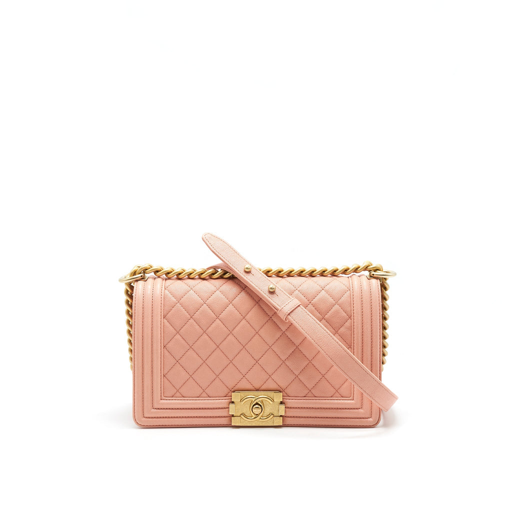 CHANEL MEDIUM BOY CHANEL BAG CAVIAR PINK
