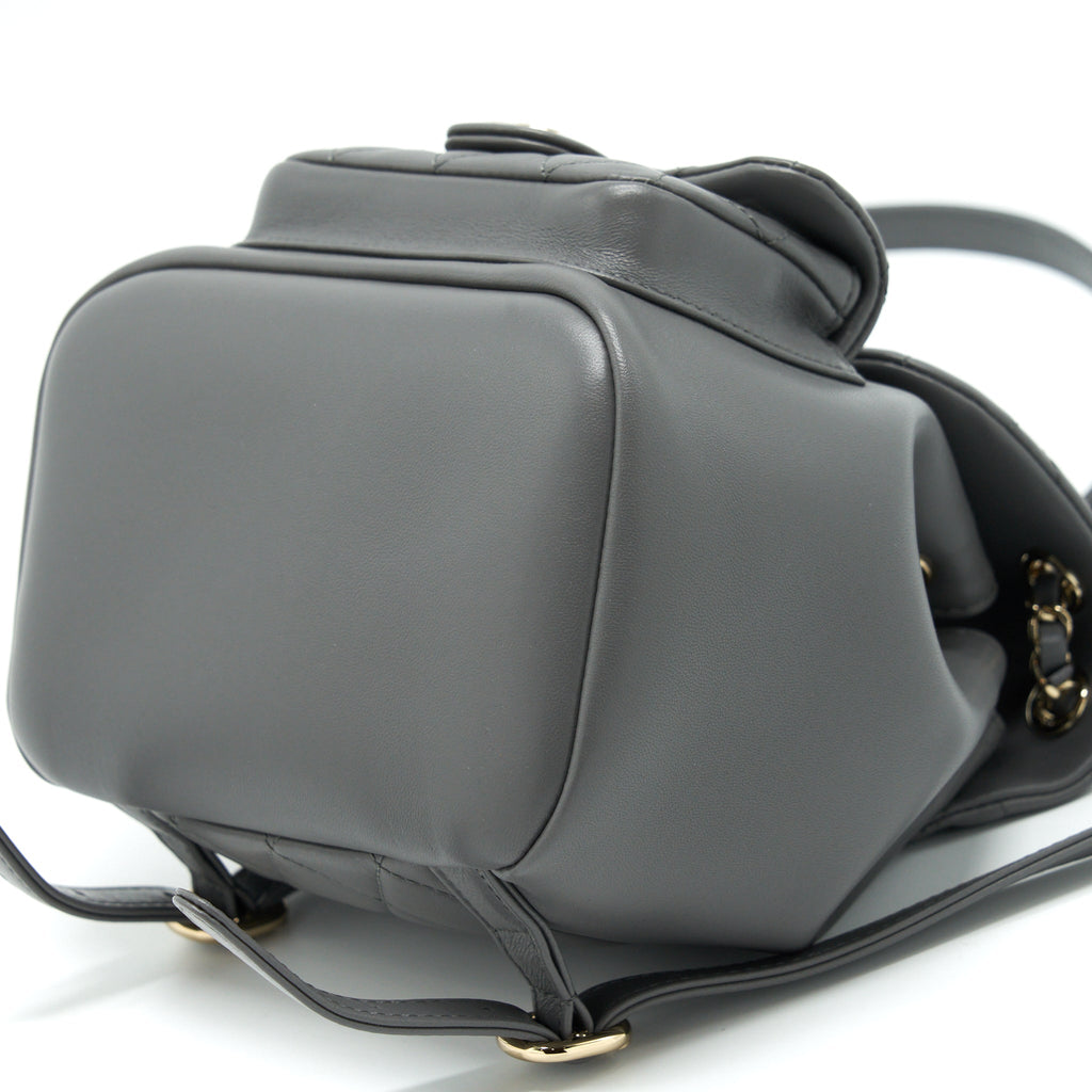 Chanel Mini Duma Backpack Lambskin Grey L (Microchip)