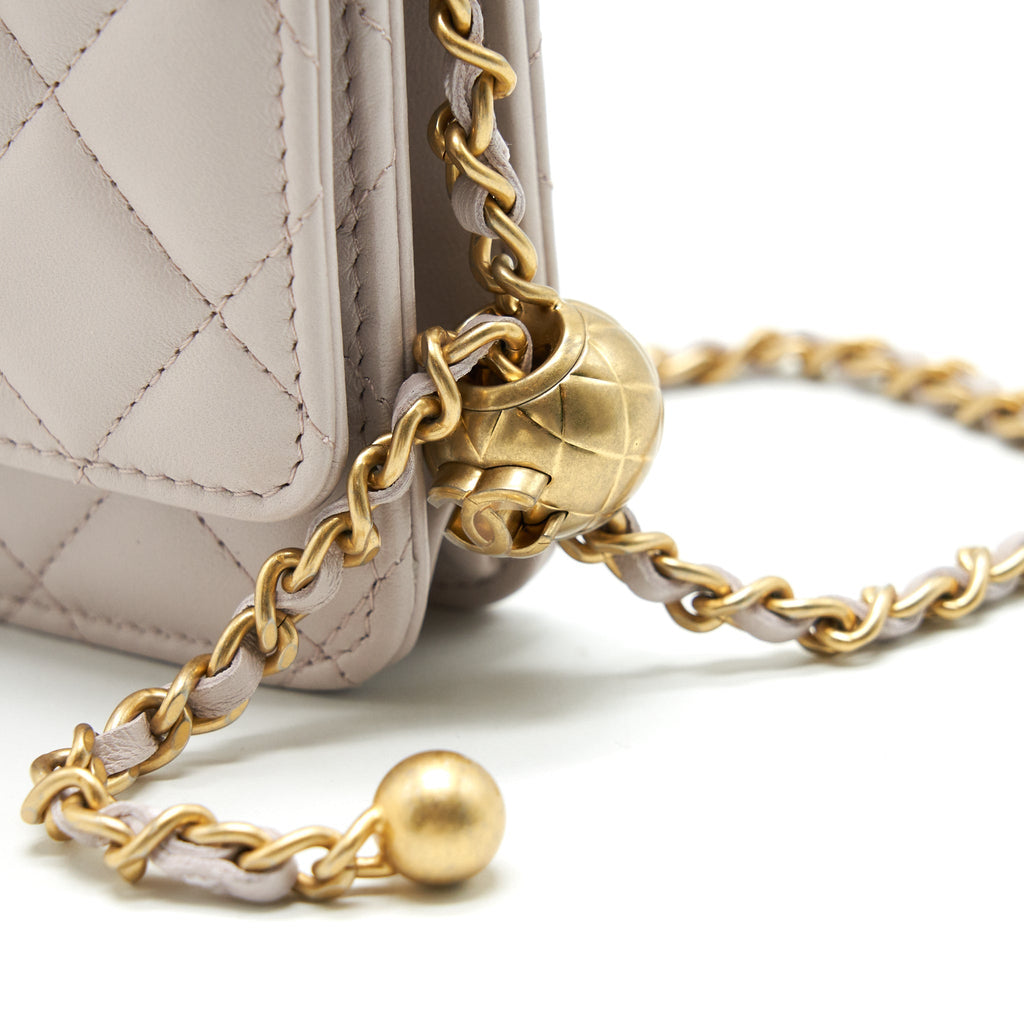 Chanel Pearl Crushed Pearl Wallet On Chain Lilac