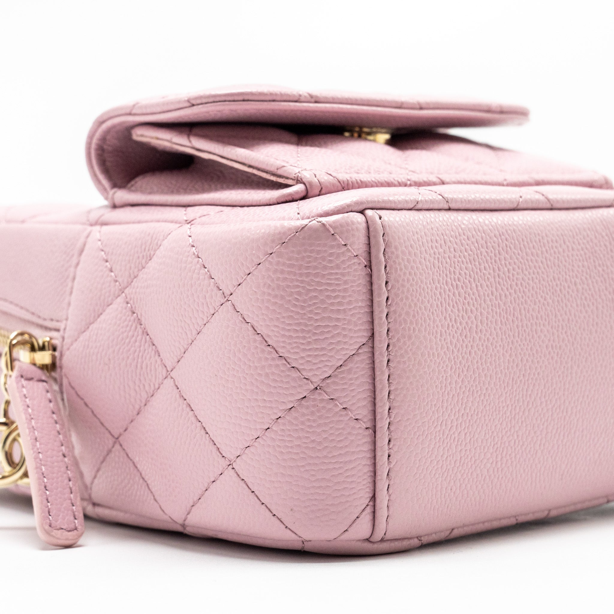 Chanel 24p Classic Mini Backpack Shiny Grained Calfskin Light Purple L (Microchip)