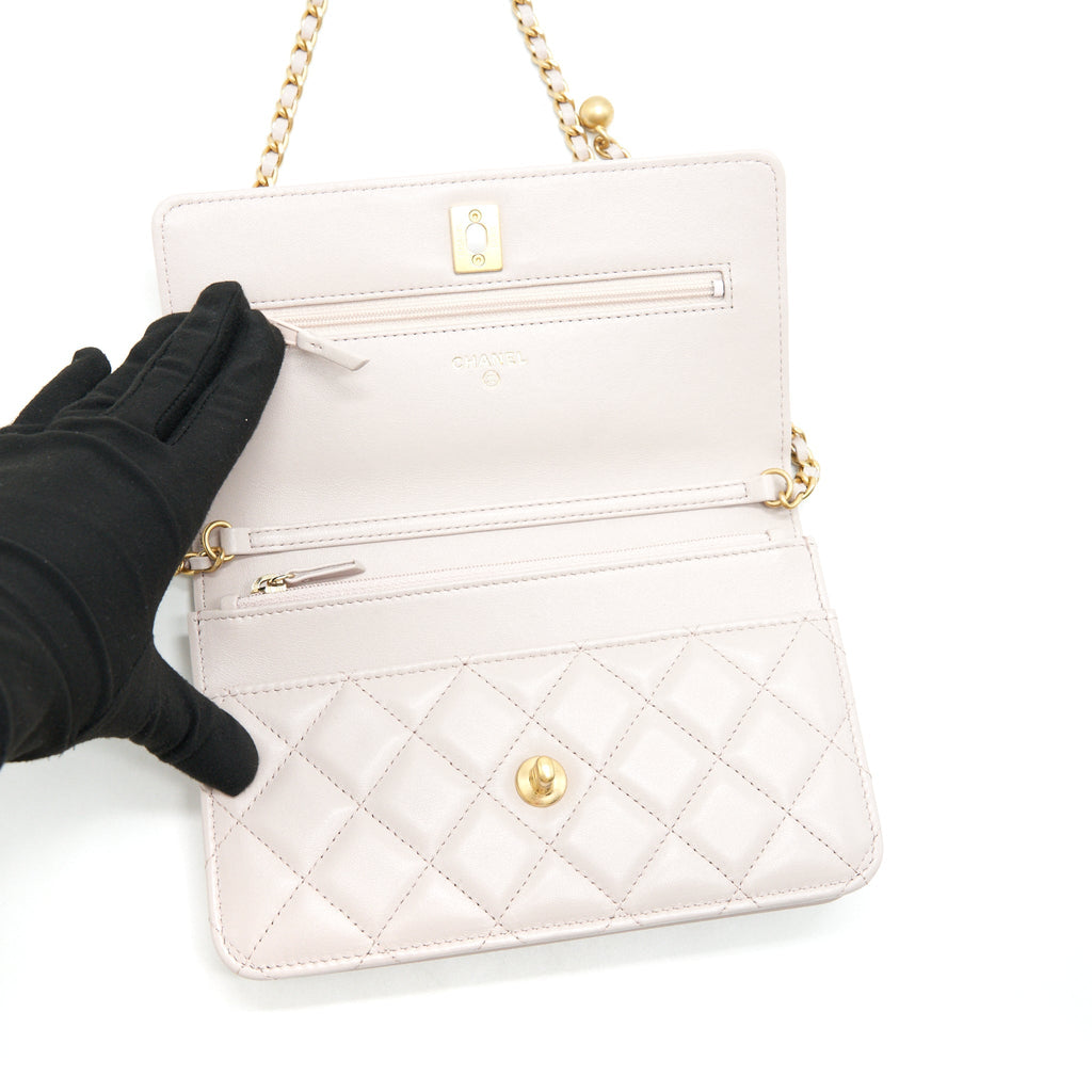 Chanel Pearl Crushed Pearl Wallet On Chain Lilac