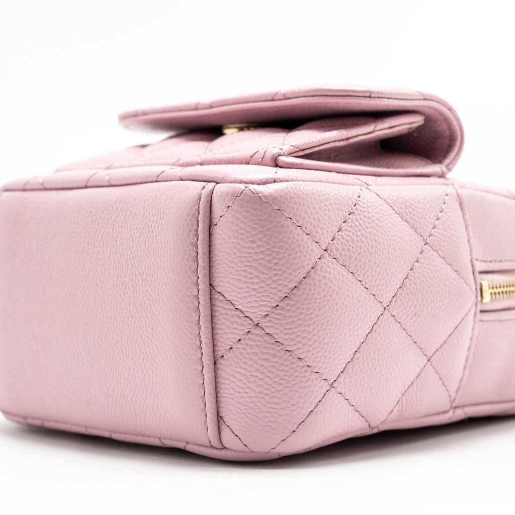 Chanel 24p Classic Mini Backpack Shiny Grained Calfskin Light Purple L (Microchip)