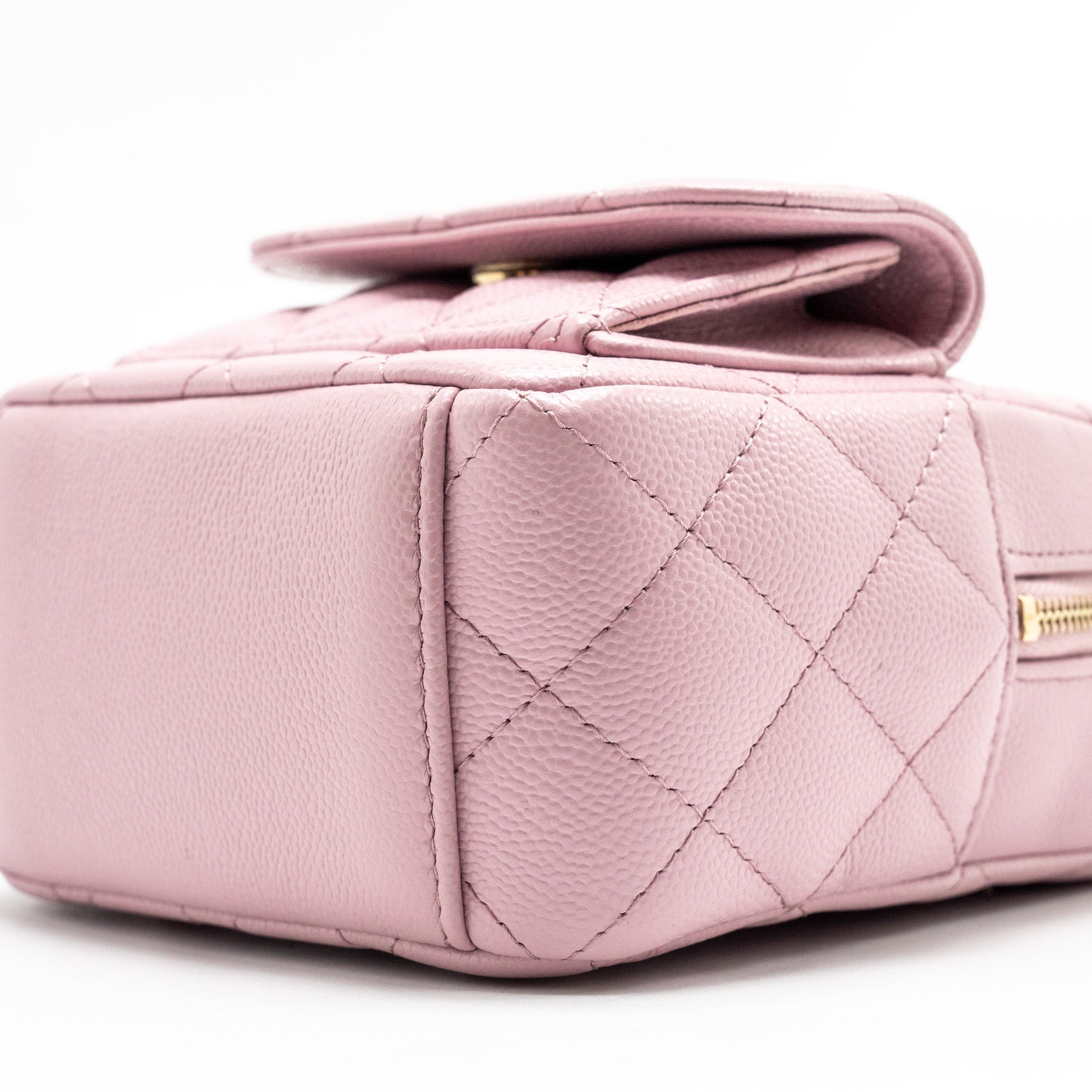 Chanel 24p Classic Mini Backpack Shiny Grained Calfskin Light Purple L (Microchip)