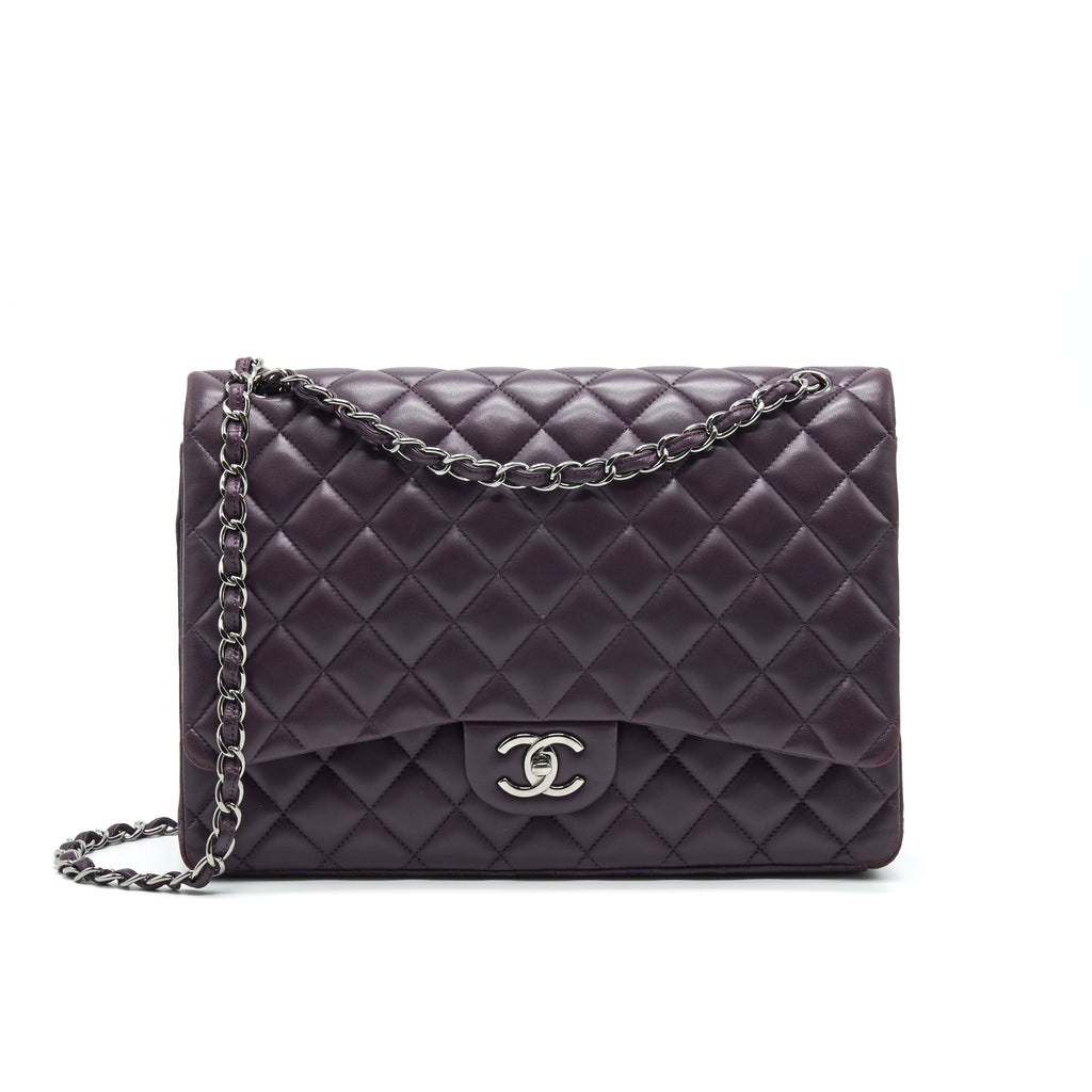 Chanel Maxi Double Flap Bag Lambskin Burgundy