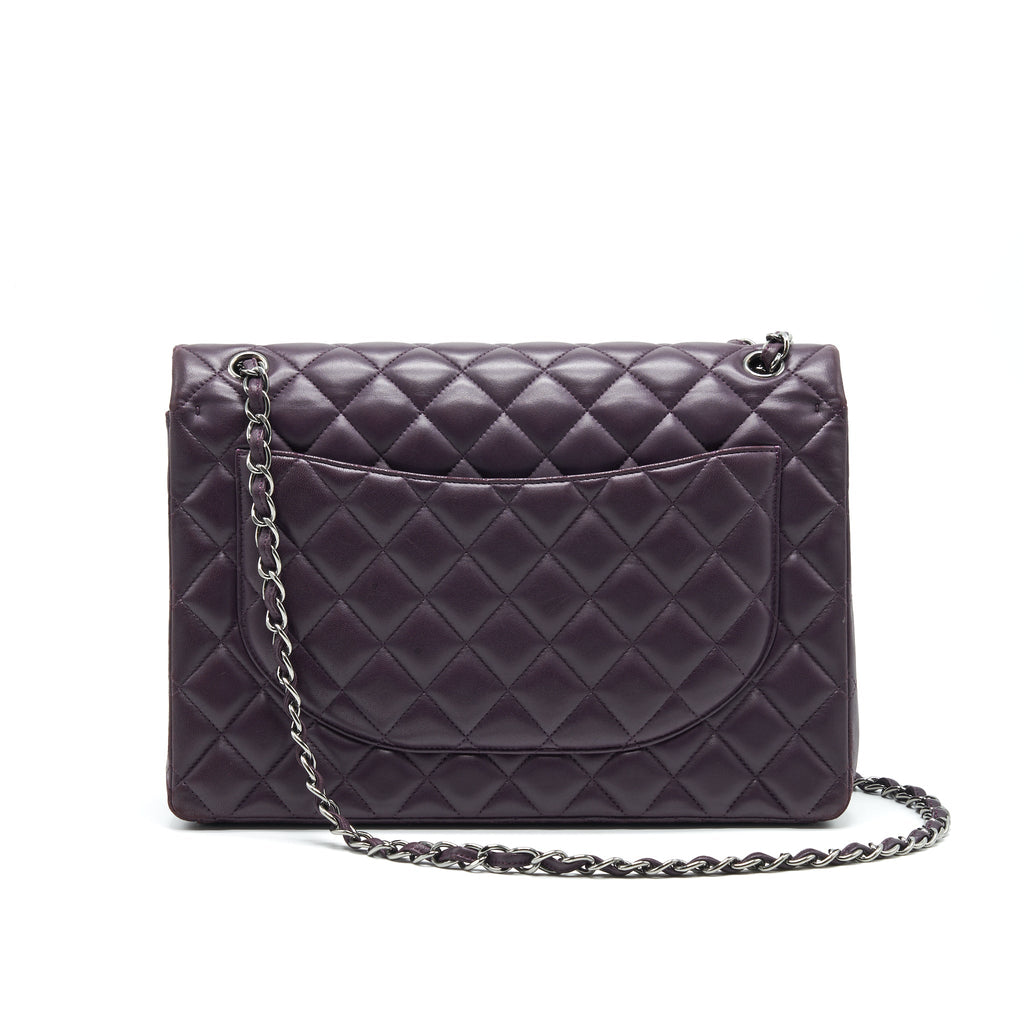 Chanel Maxi Double Flap Bag Lambskin Burgundy