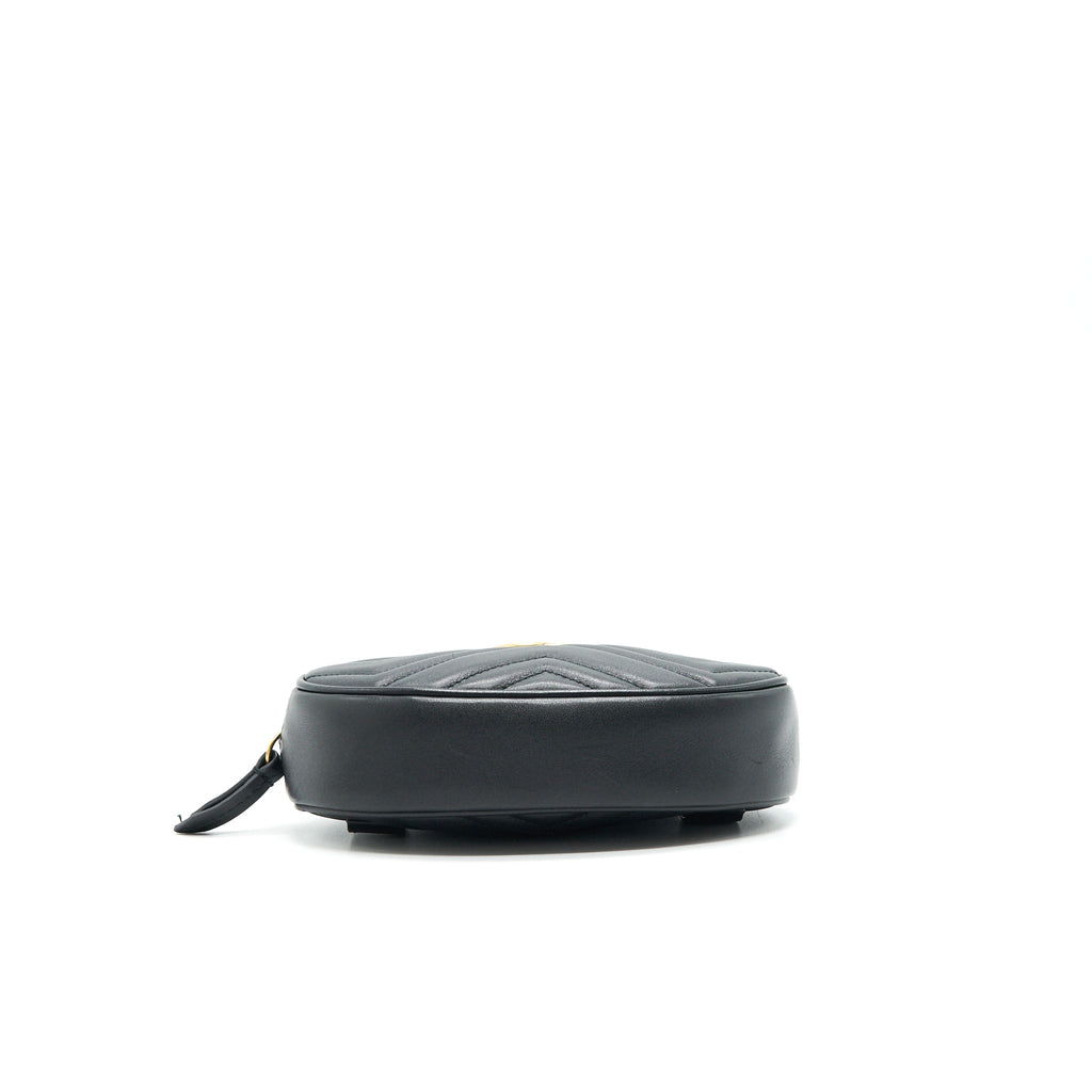 GUCCI GG MARMONT MATELASSE LEATHER BELT BAG BLACK SIZE 75
