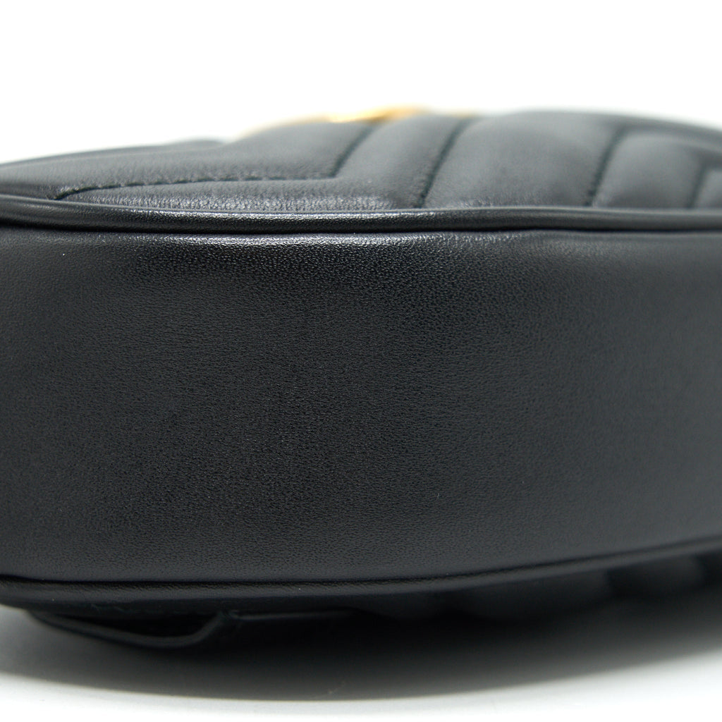 GUCCI GG MARMONT MATELASSE LEATHER BELT BAG BLACK SIZE 75