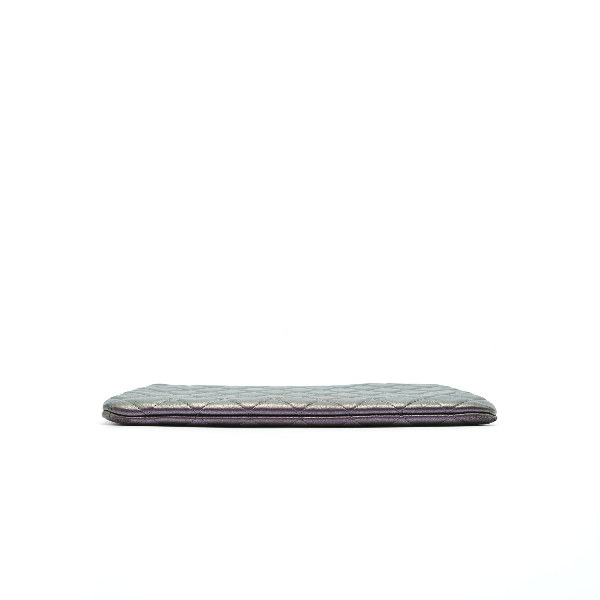 Chanel Quilted Leather Clutch Bag in Metallic Purple