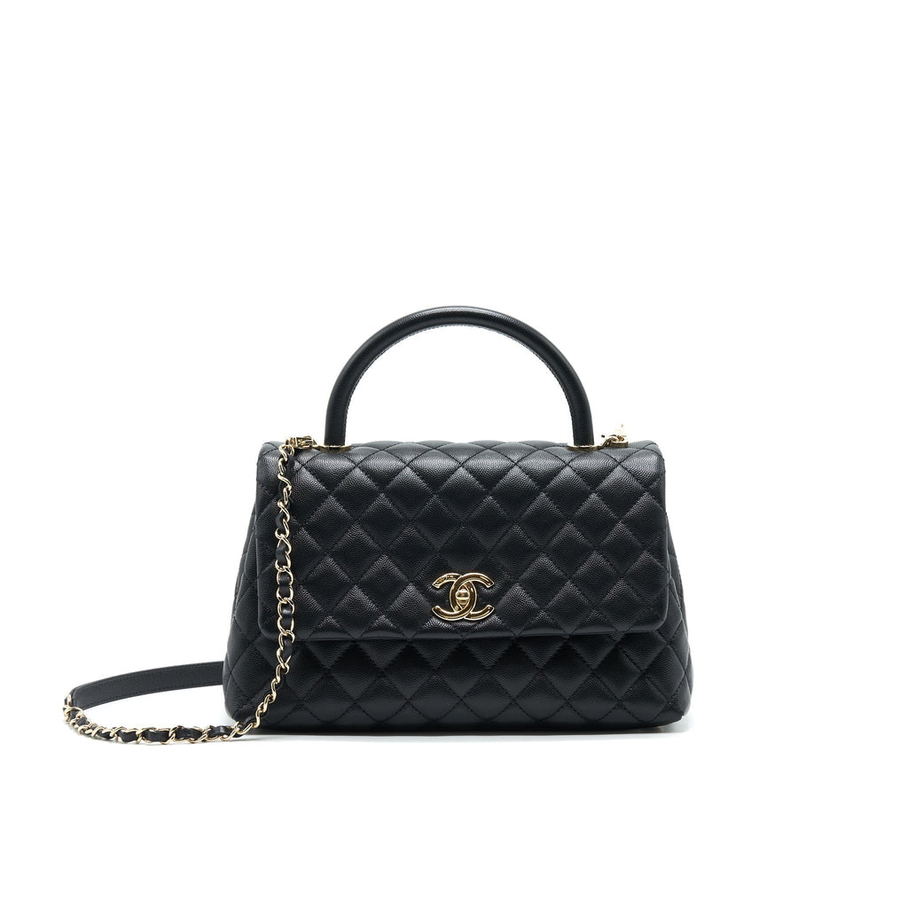 Chanel Small Coco Handle Flap Bag Caviar Black L